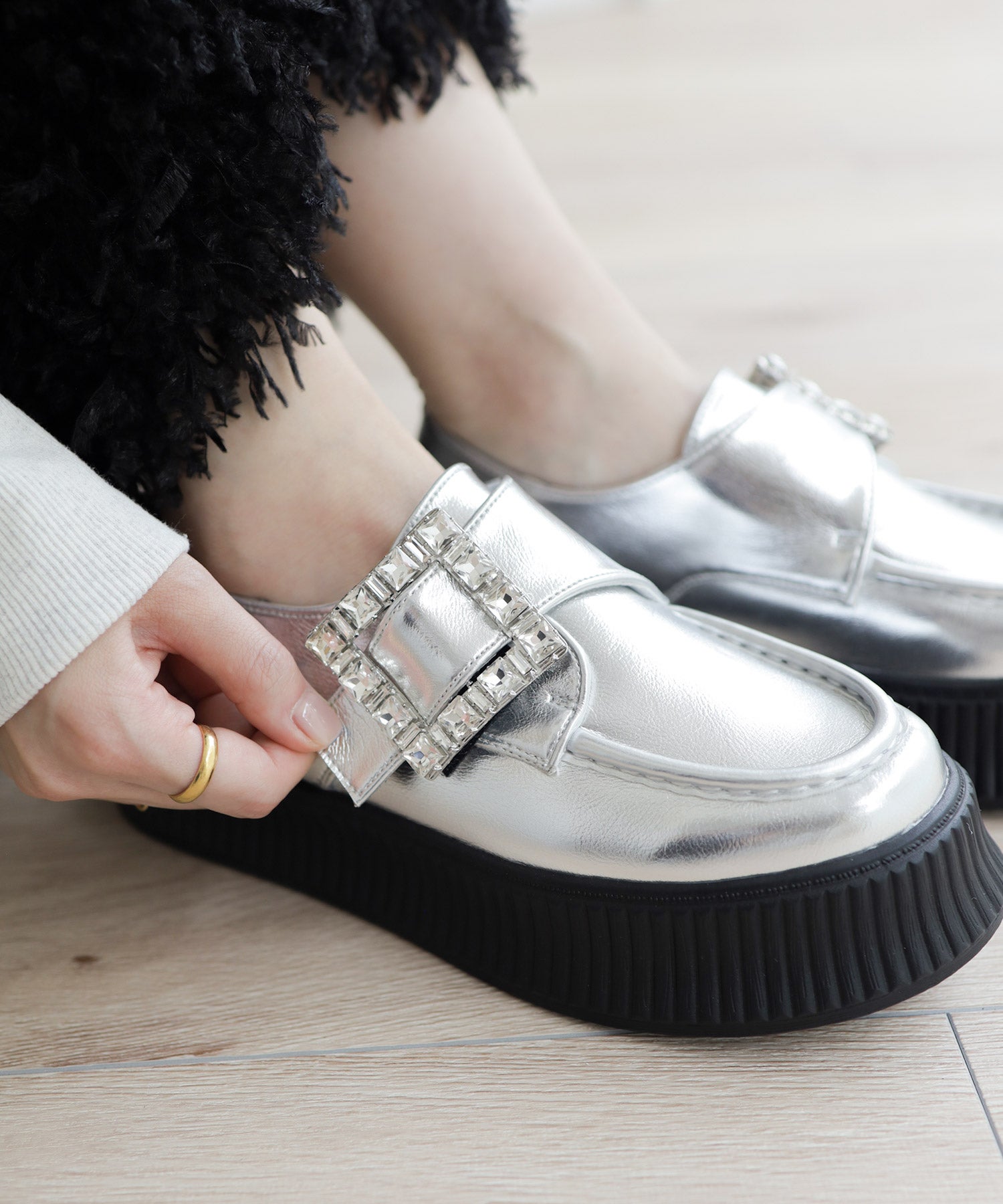 ビジューモチーフ厚底スリッポンローファー△返品不可 | SESTO(セスト