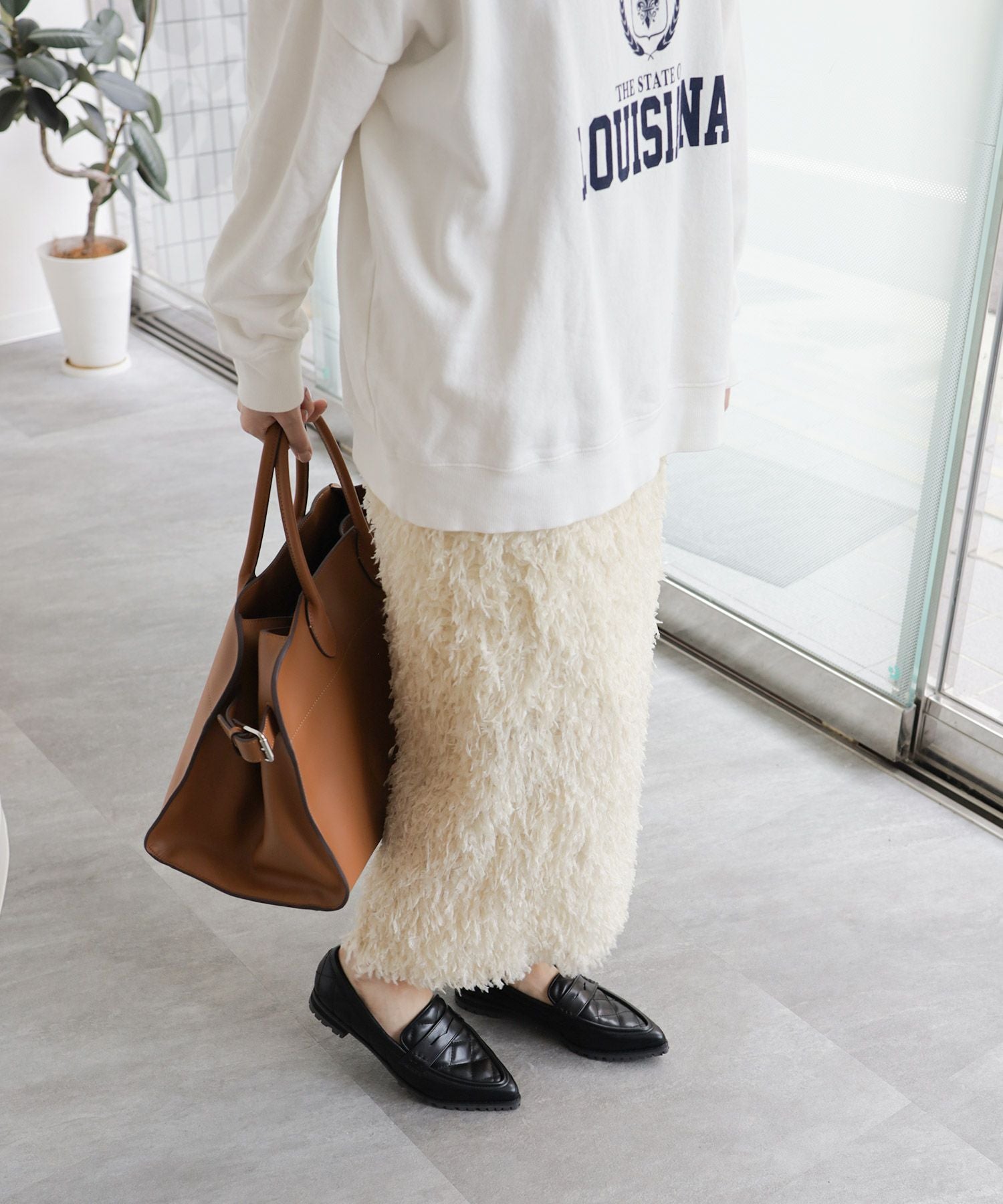 軽量厚底キルティングポインテッドトゥローファー▲返品不可