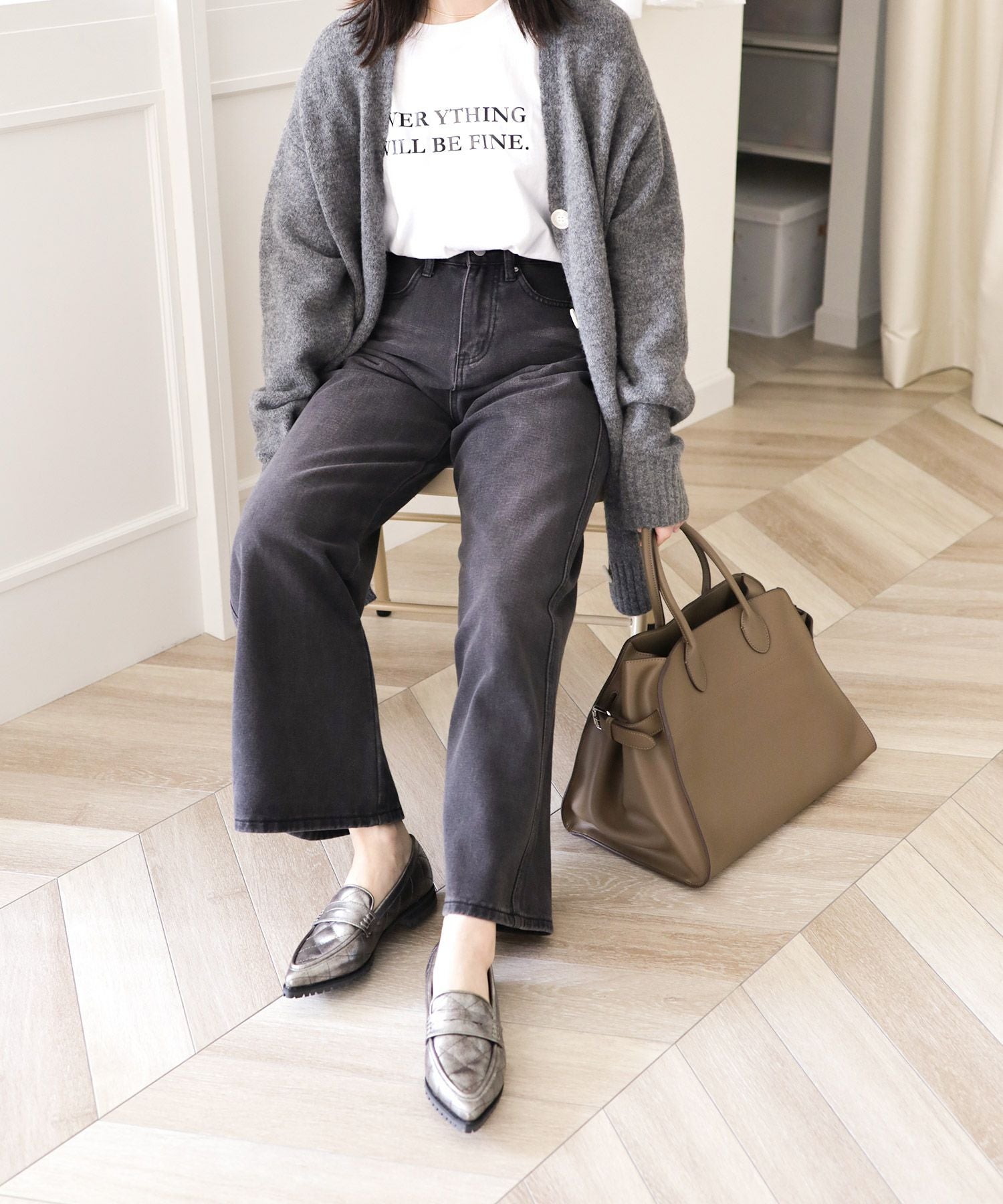 軽量厚底キルティングポインテッドトゥローファー▲返品不可