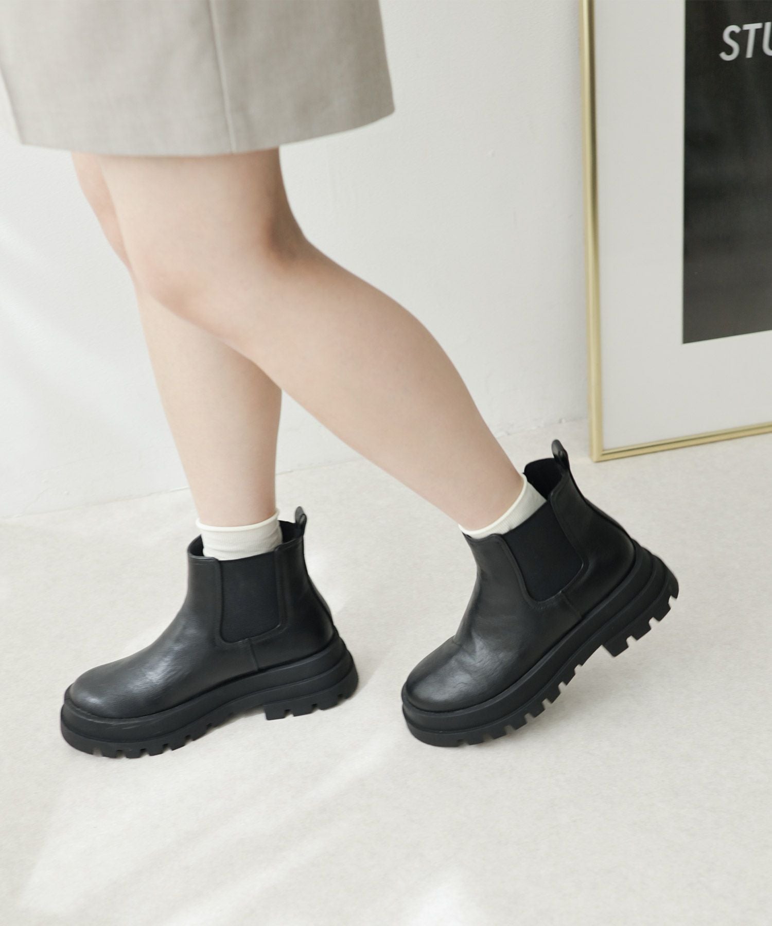 サイドゴアショートチェルシーブーツ▲返品不可