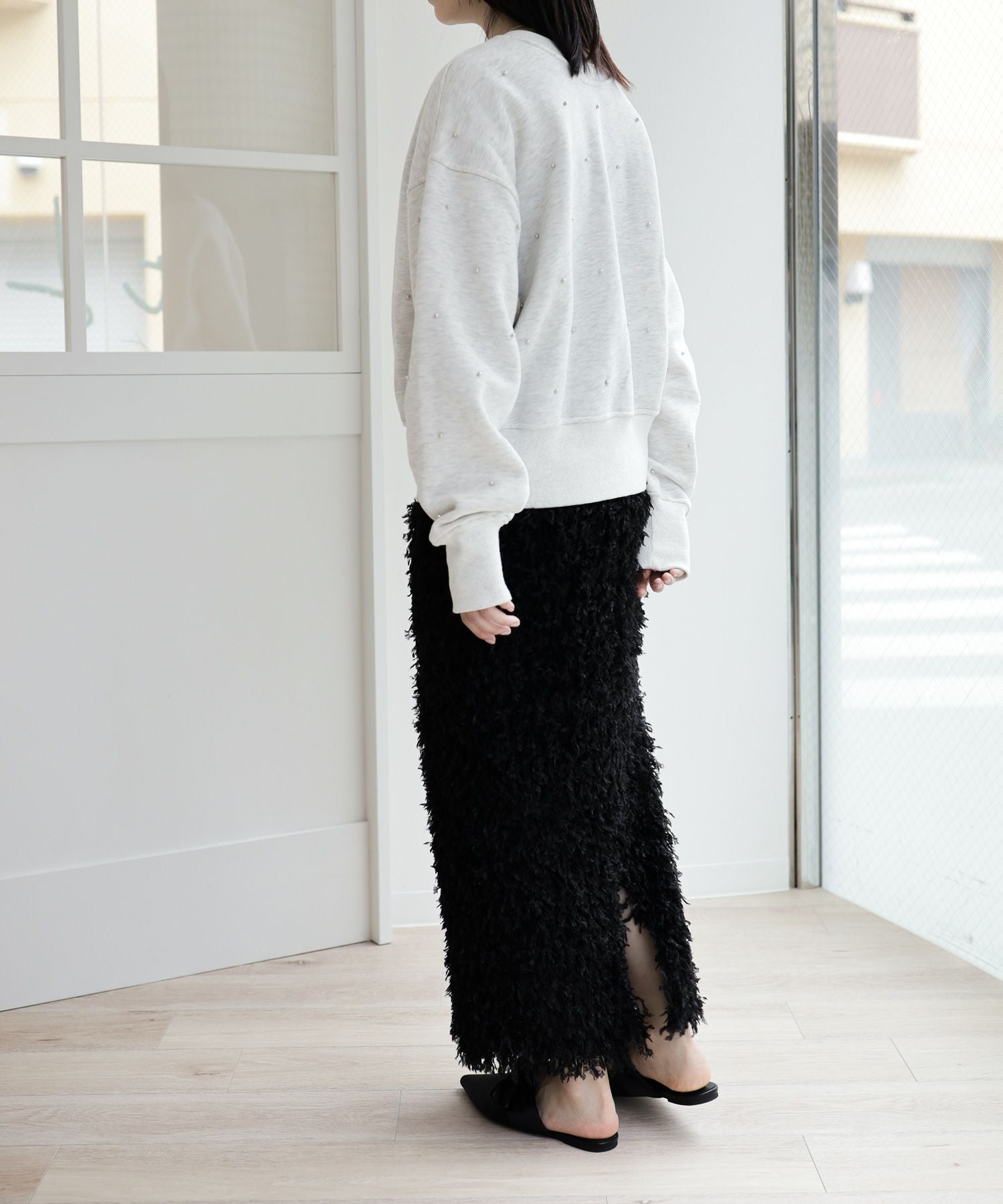 ポインテッドトゥフラットリボンミュール▲返品不可