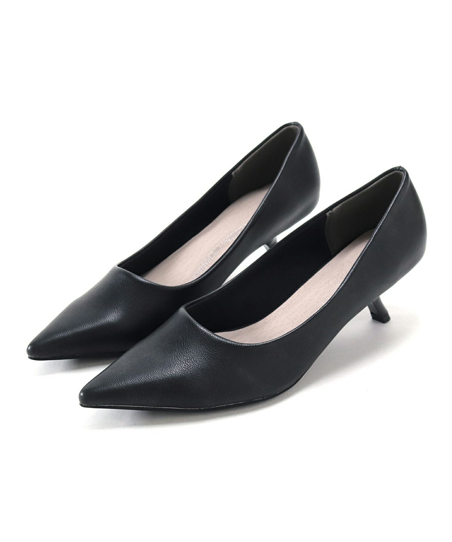 カーブヒールポインテッドトゥパンプス