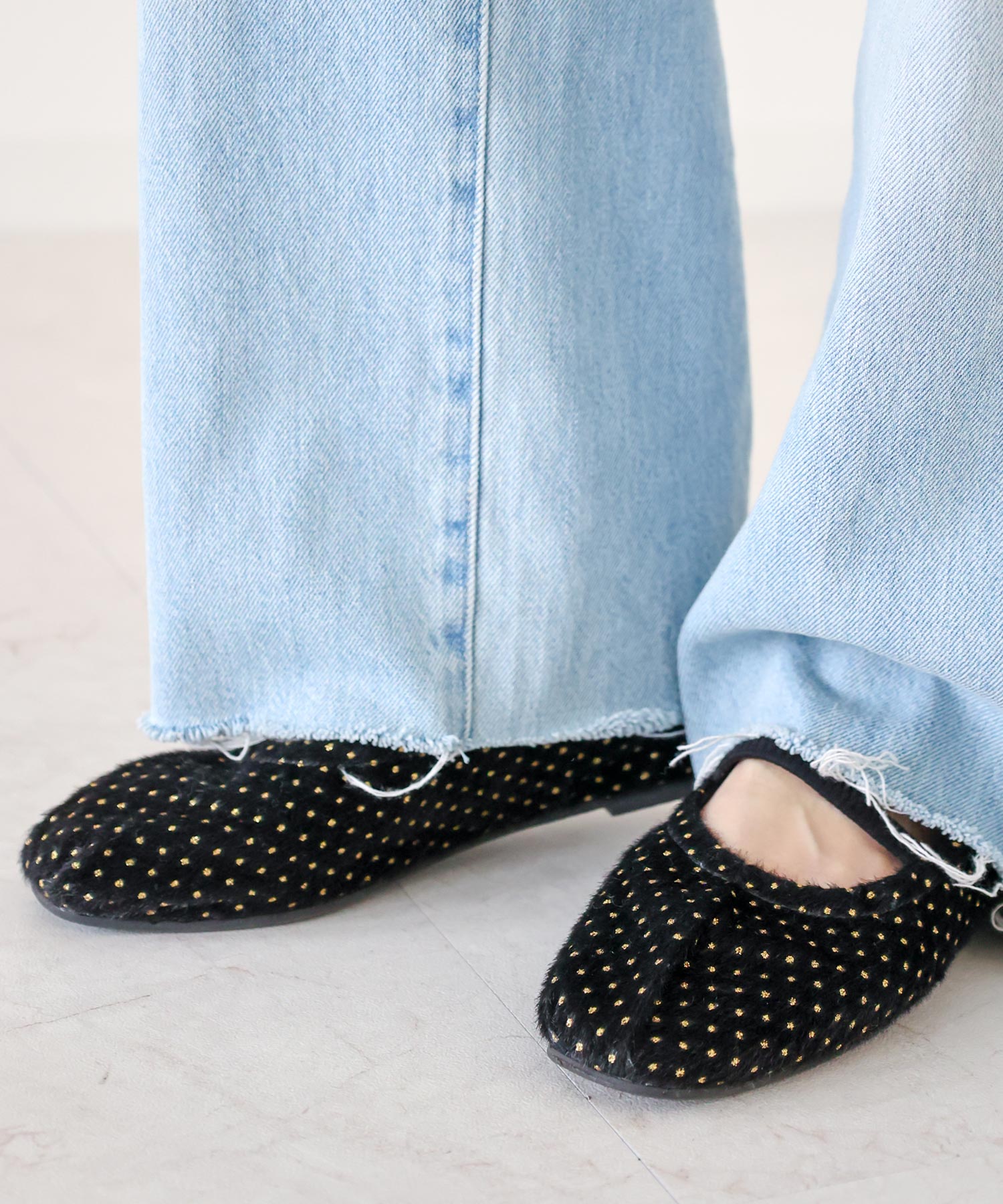 タイニードットメリージェーンフラットパンプス▲返品交換不可