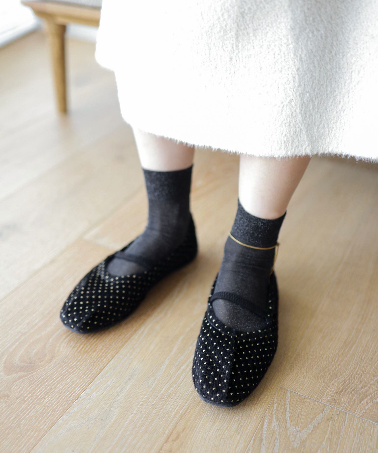 タイニードットメリージェーンフラットパンプス▲返品交換不可