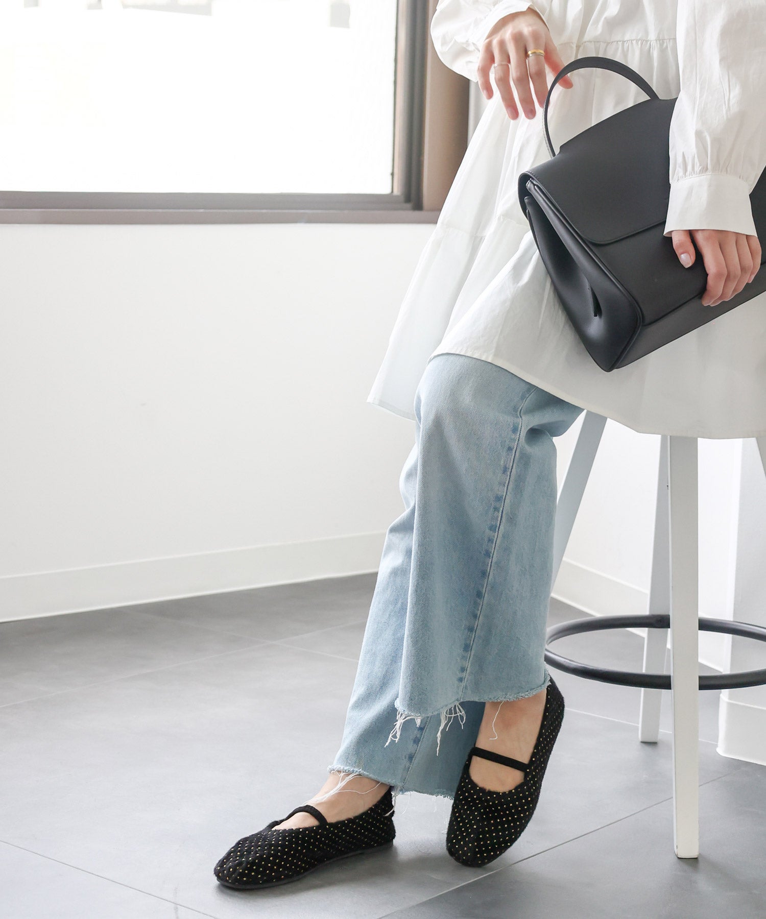 タイニードットメリージェーンフラットパンプス▲返品交換不可