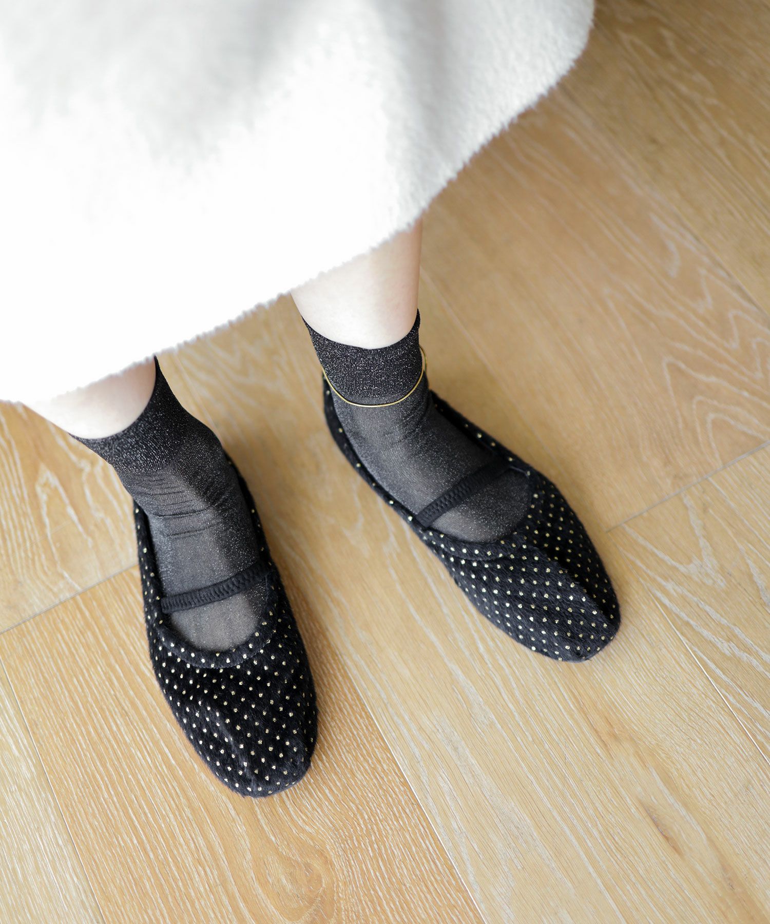 タイニードットメリージェーンフラットパンプス▲返品交換不可