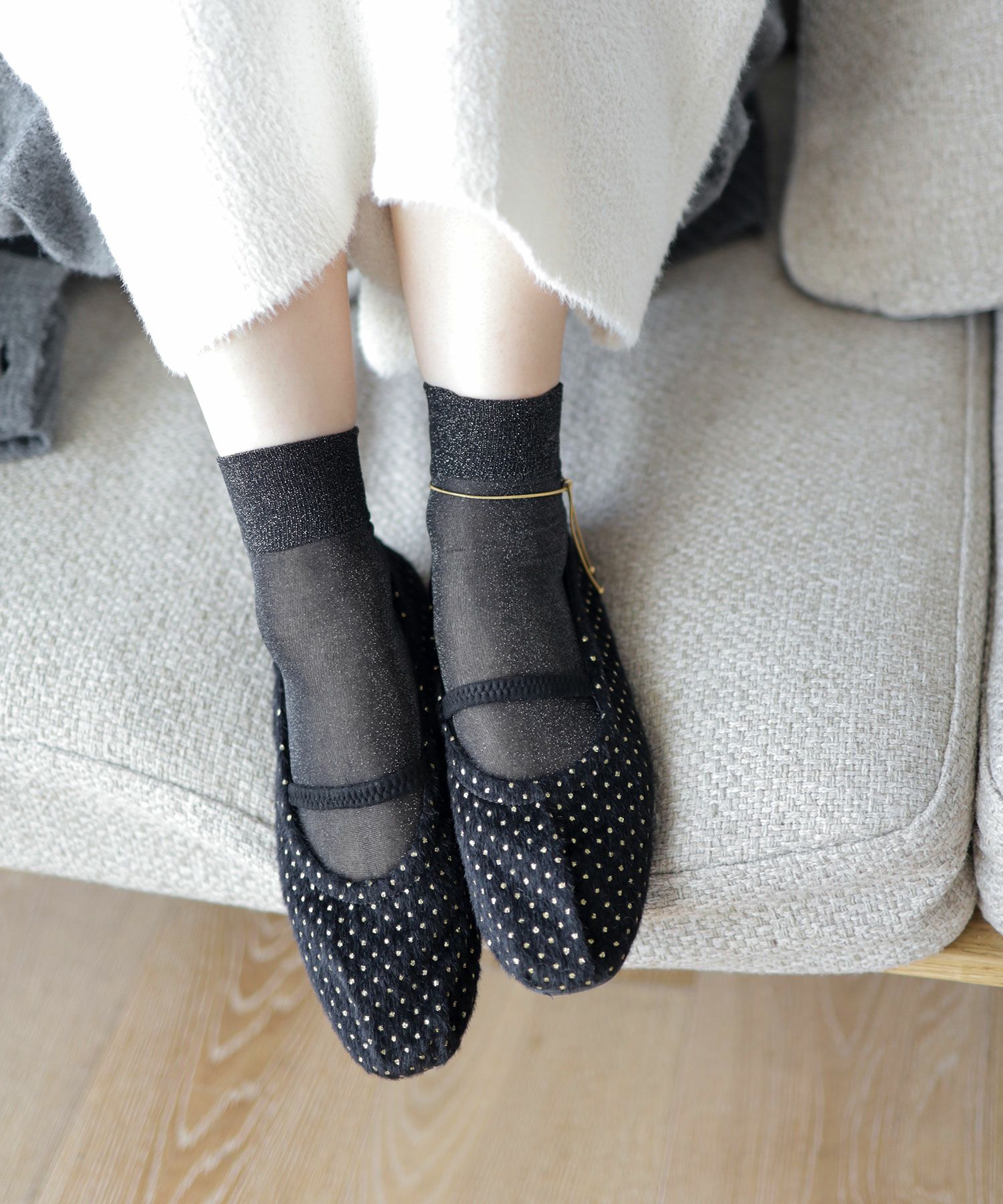 タイニードットメリージェーンフラットパンプス▲返品交換不可