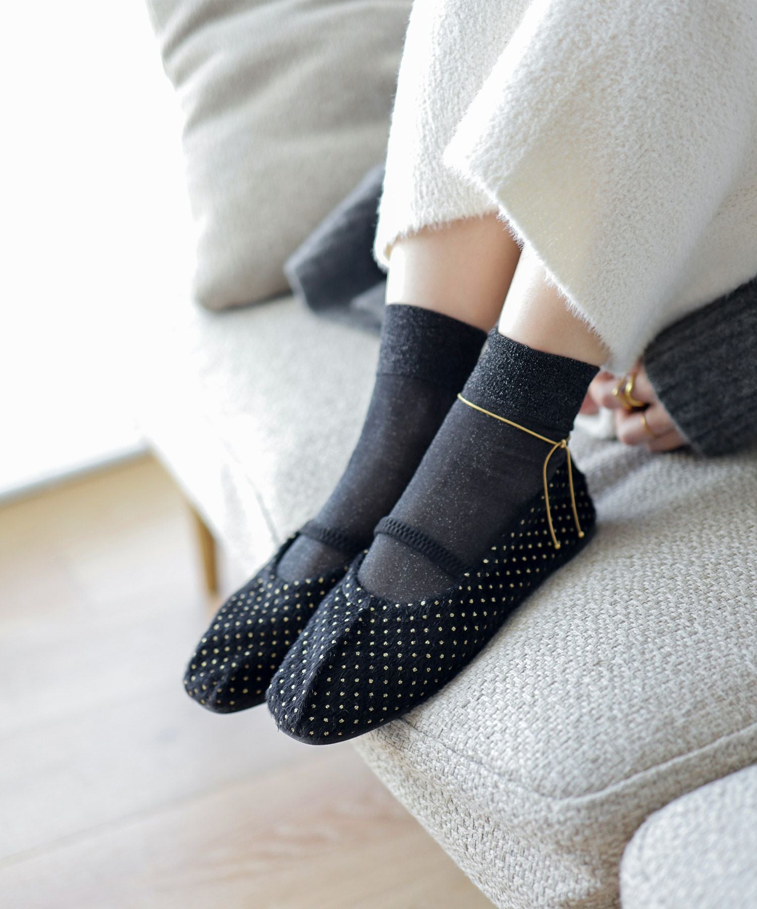 タイニードットメリージェーンフラットパンプス▲返品交換不可