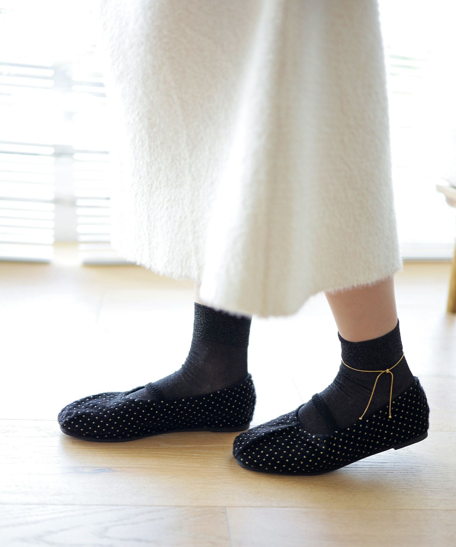 タイニードットメリージェーンフラットパンプス▲返品交換不可