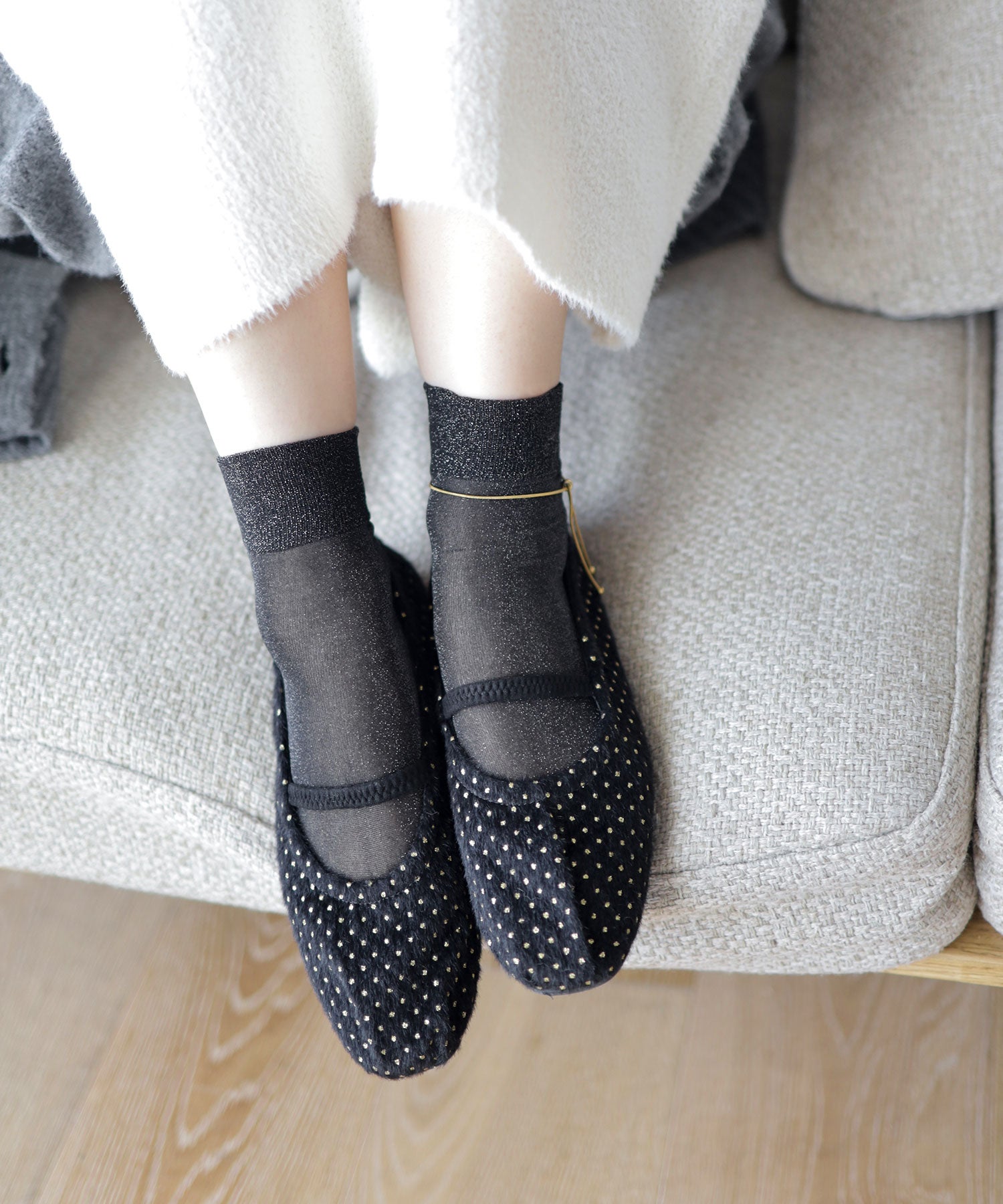 タイニードットメリージェーンフラットパンプス▲返品交換不可