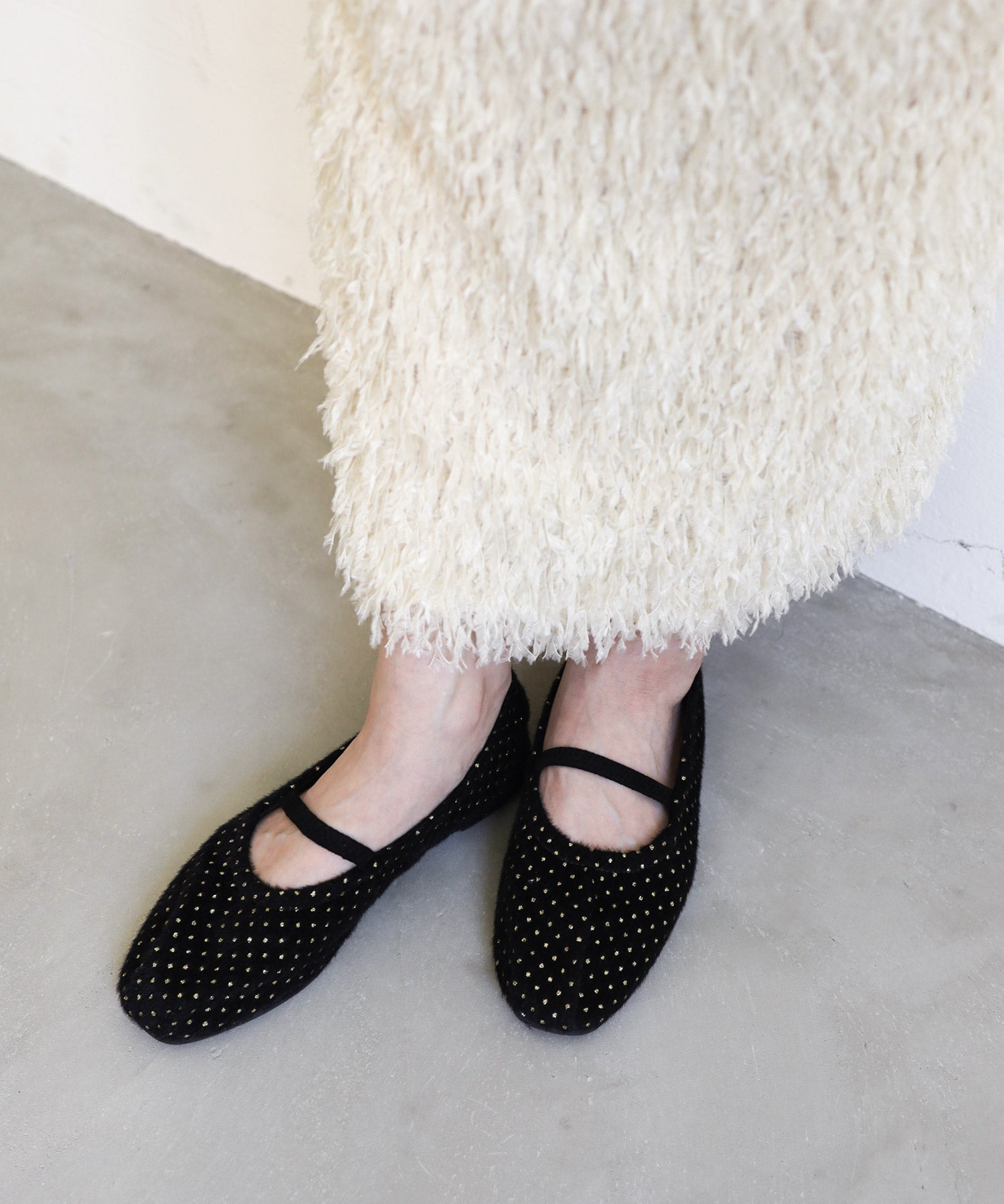 タイニードットメリージェーンフラットパンプス▲返品交換不可