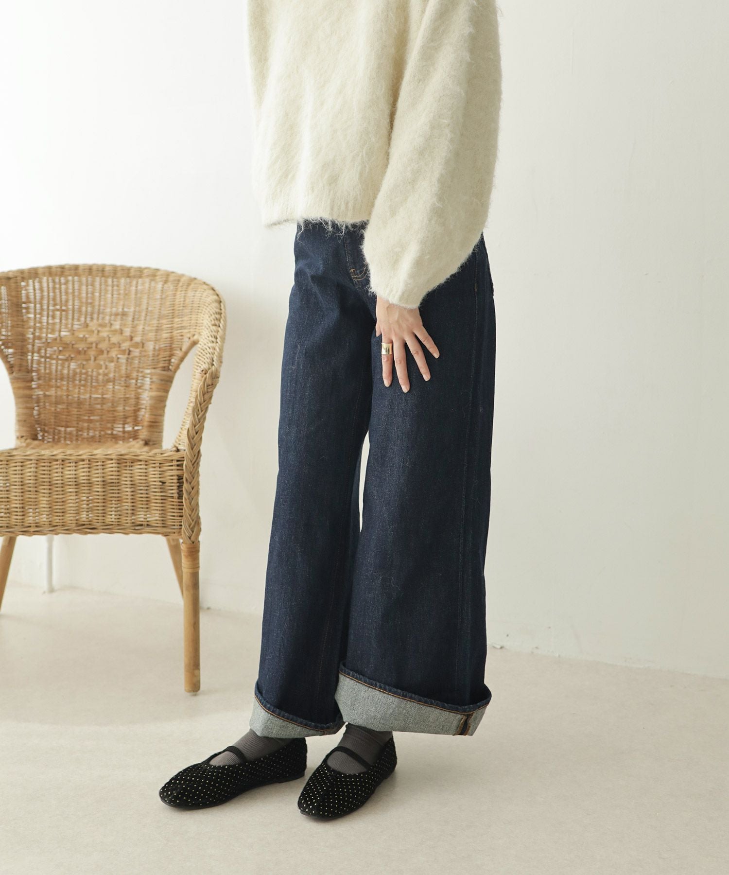 タイニードットメリージェーンフラットパンプス▲返品交換不可