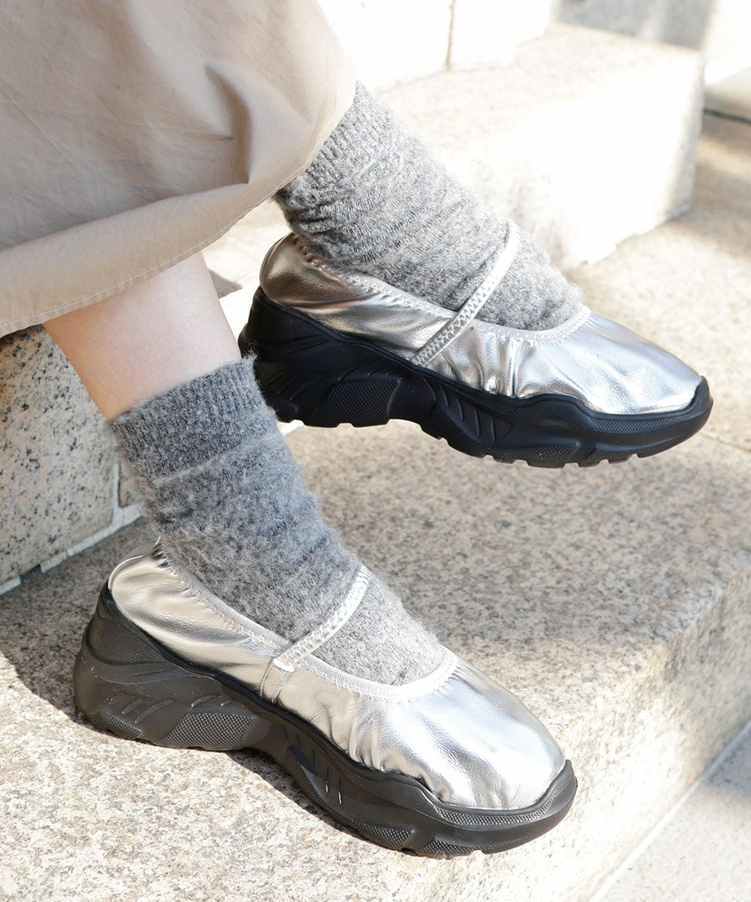 ゴムストラップマシュマロフィット厚底スニーカー▲返品不可