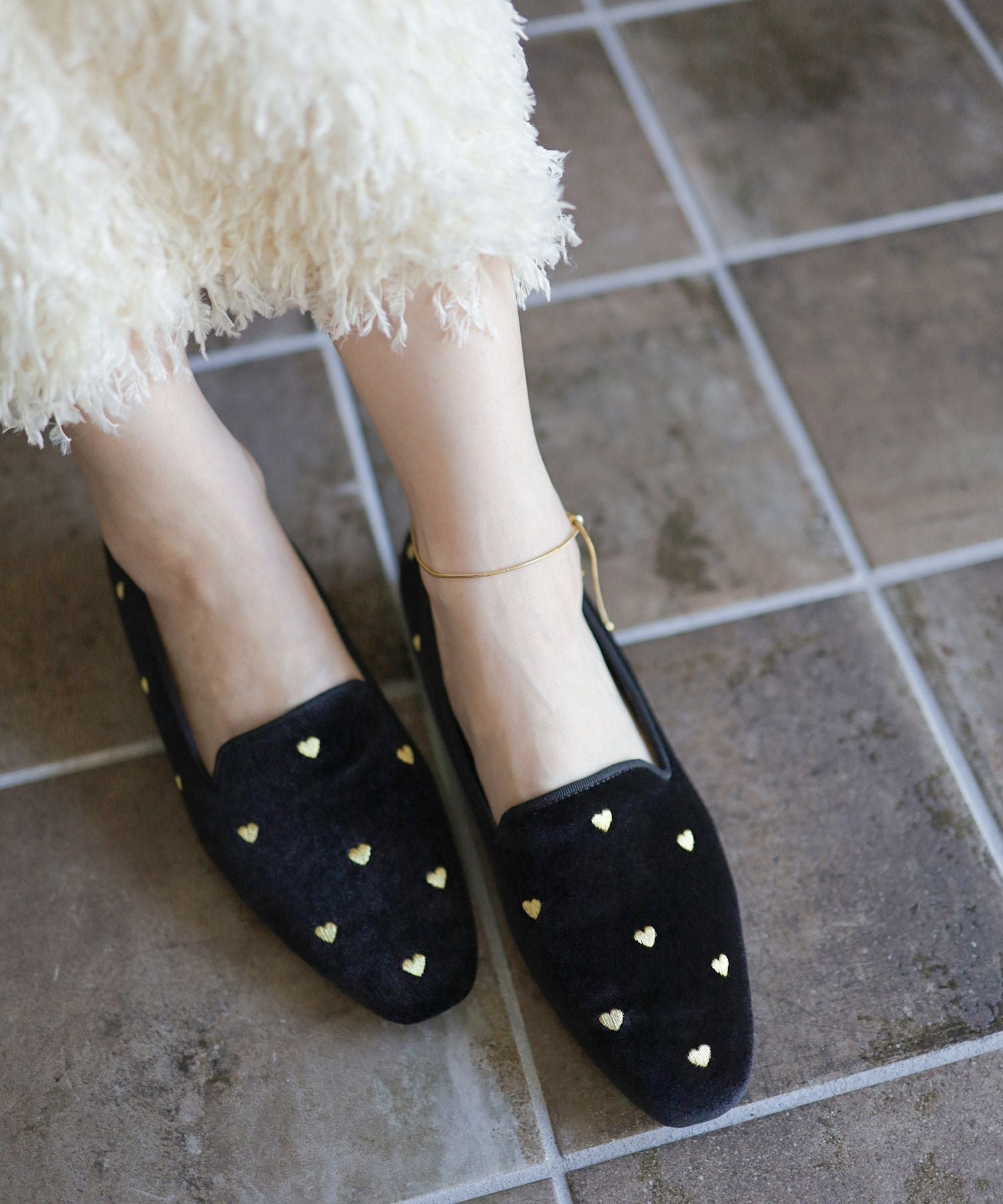 ハート刺繍ローファーパンプス NEWカラー・NEWサイズ