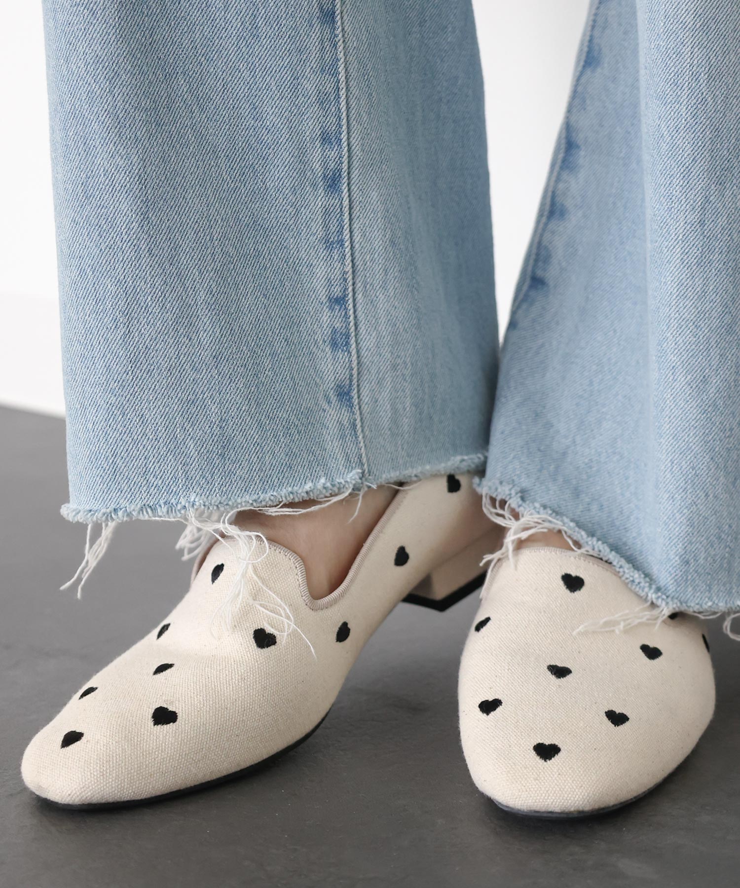 ハート刺繍ローファーパンプス NEWカラー・NEWサイズ