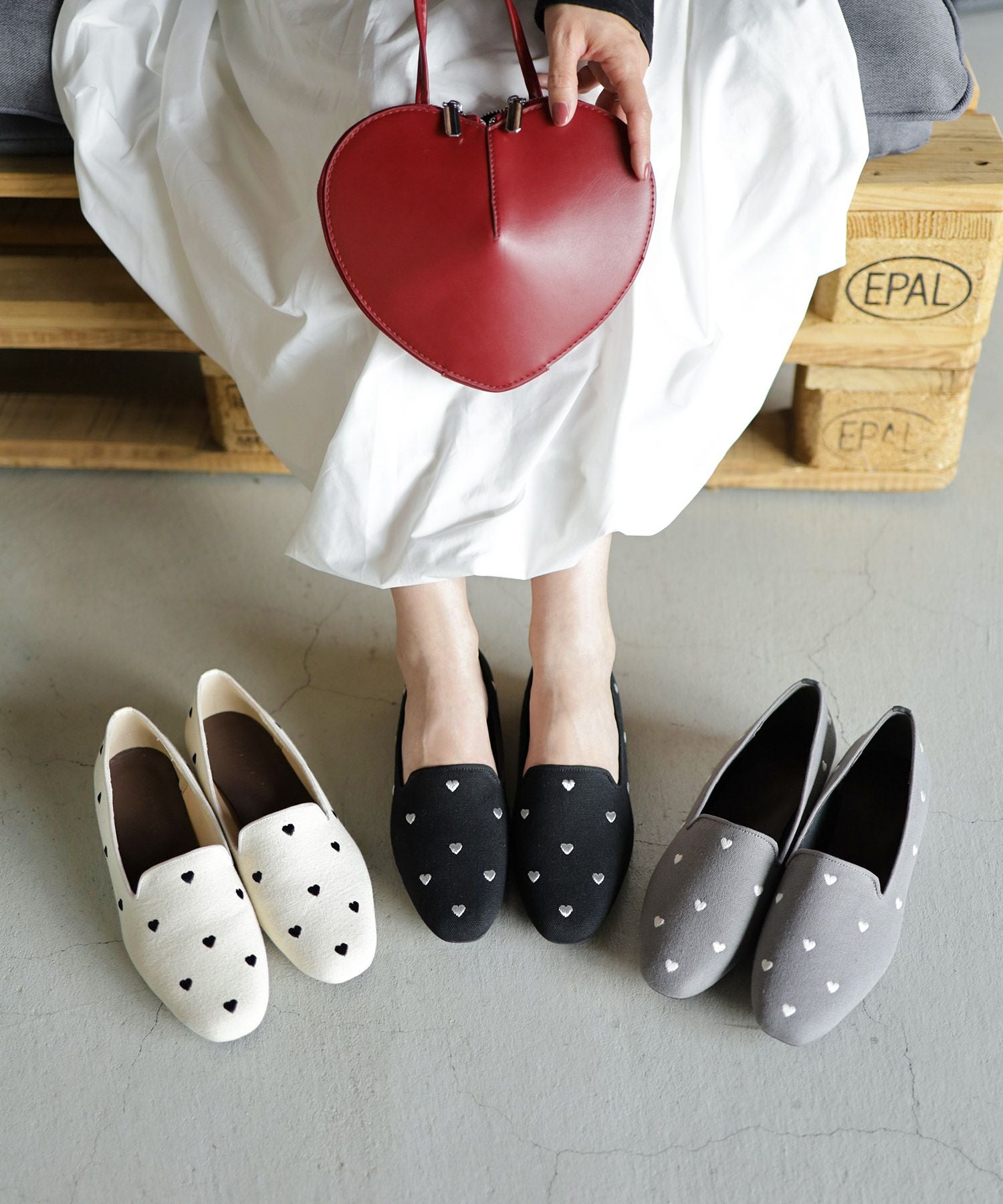 ハート刺繍ローファーパンプス NEWカラー・NEWサイズ