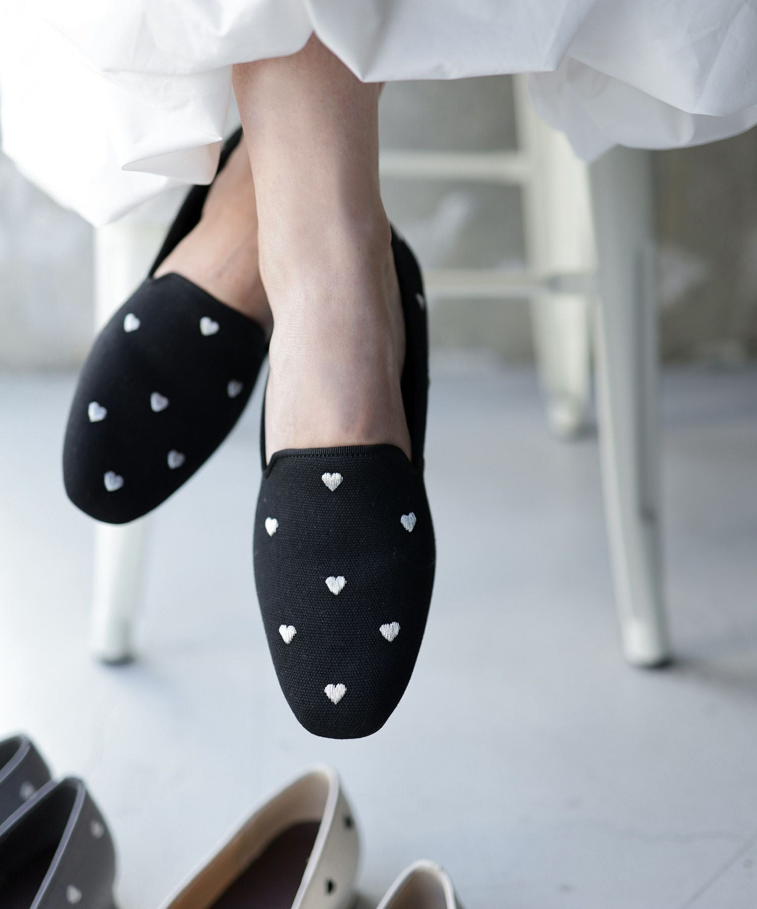 ハート刺繍ローファーパンプス NEWカラー・NEWサイズ