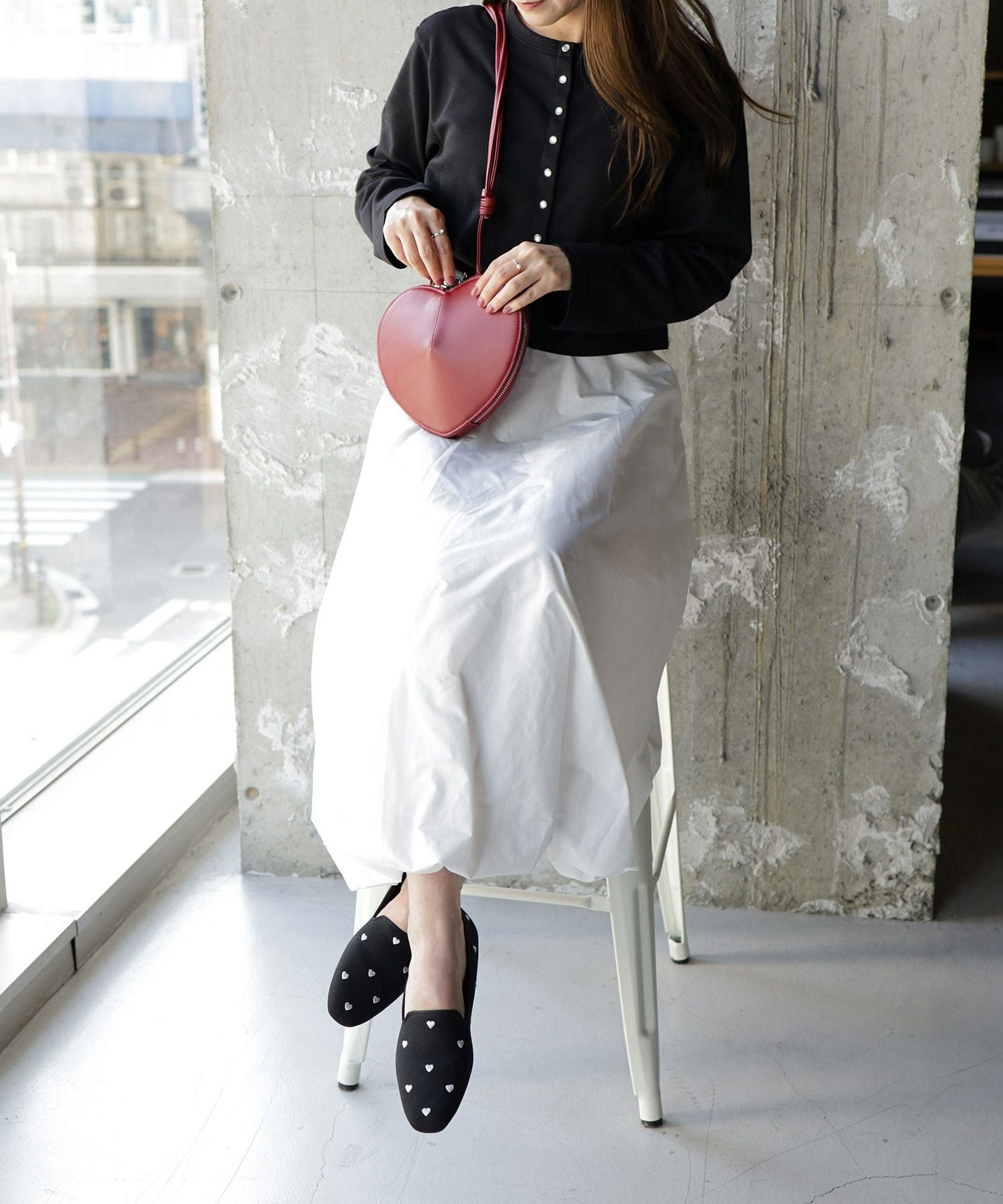 ハート刺繍ローファーパンプス NEWカラー・NEWサイズ