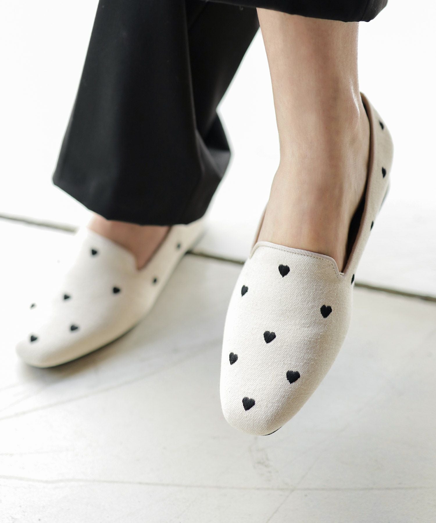 ハート刺繍ローファーパンプス NEWカラー・NEWサイズ