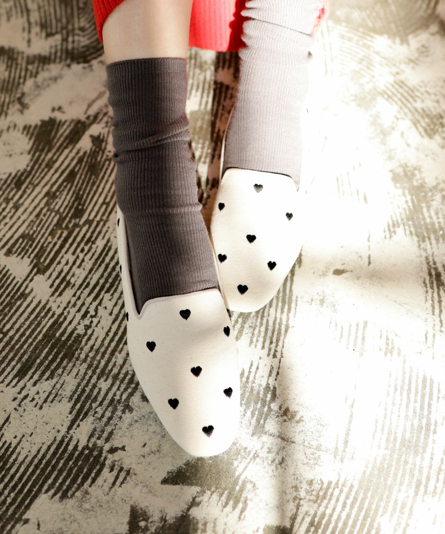 ハート刺繍ローファーパンプス NEWカラー・NEWサイズ