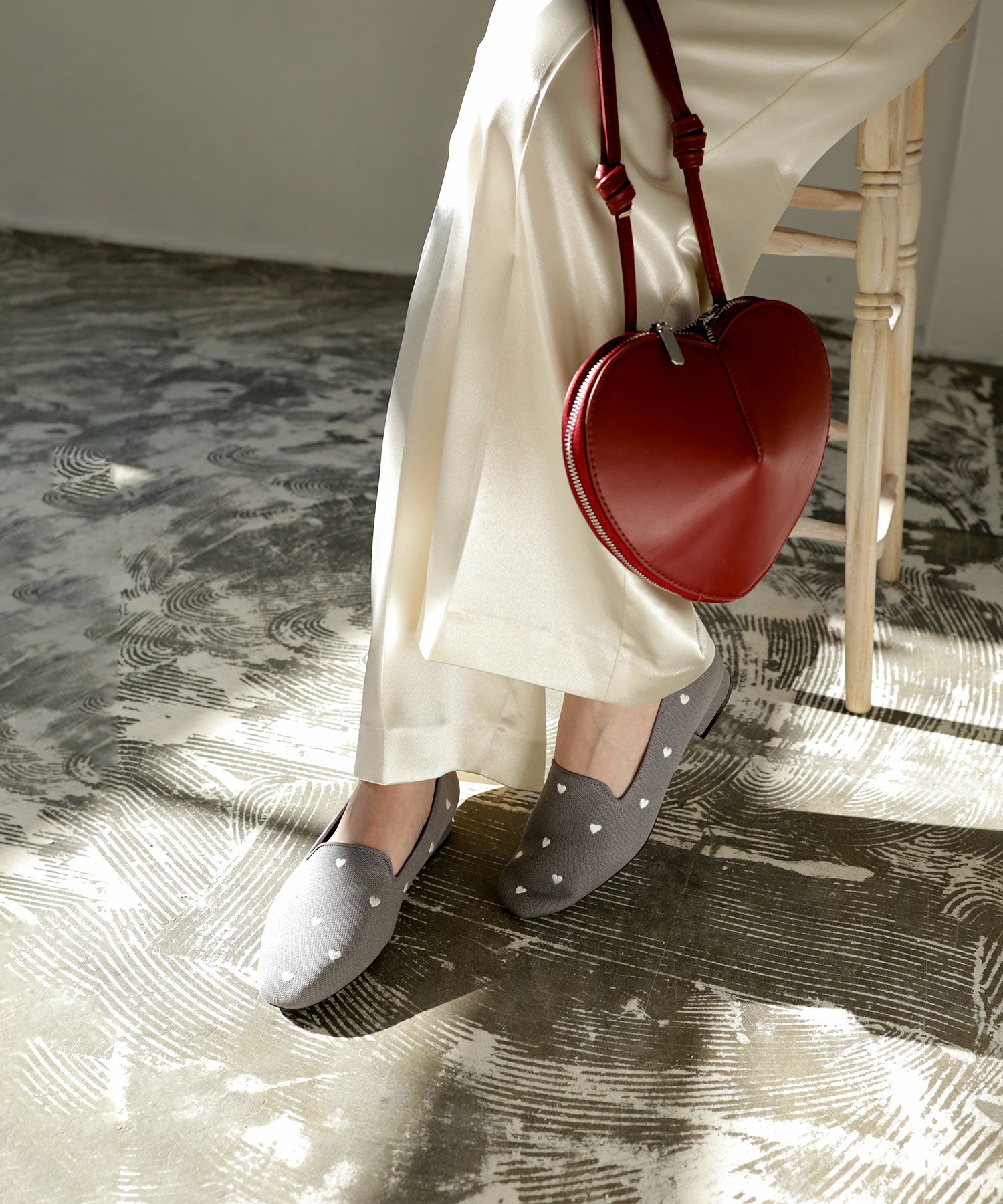 ハート刺繍ローファーパンプス NEWカラー・NEWサイズ