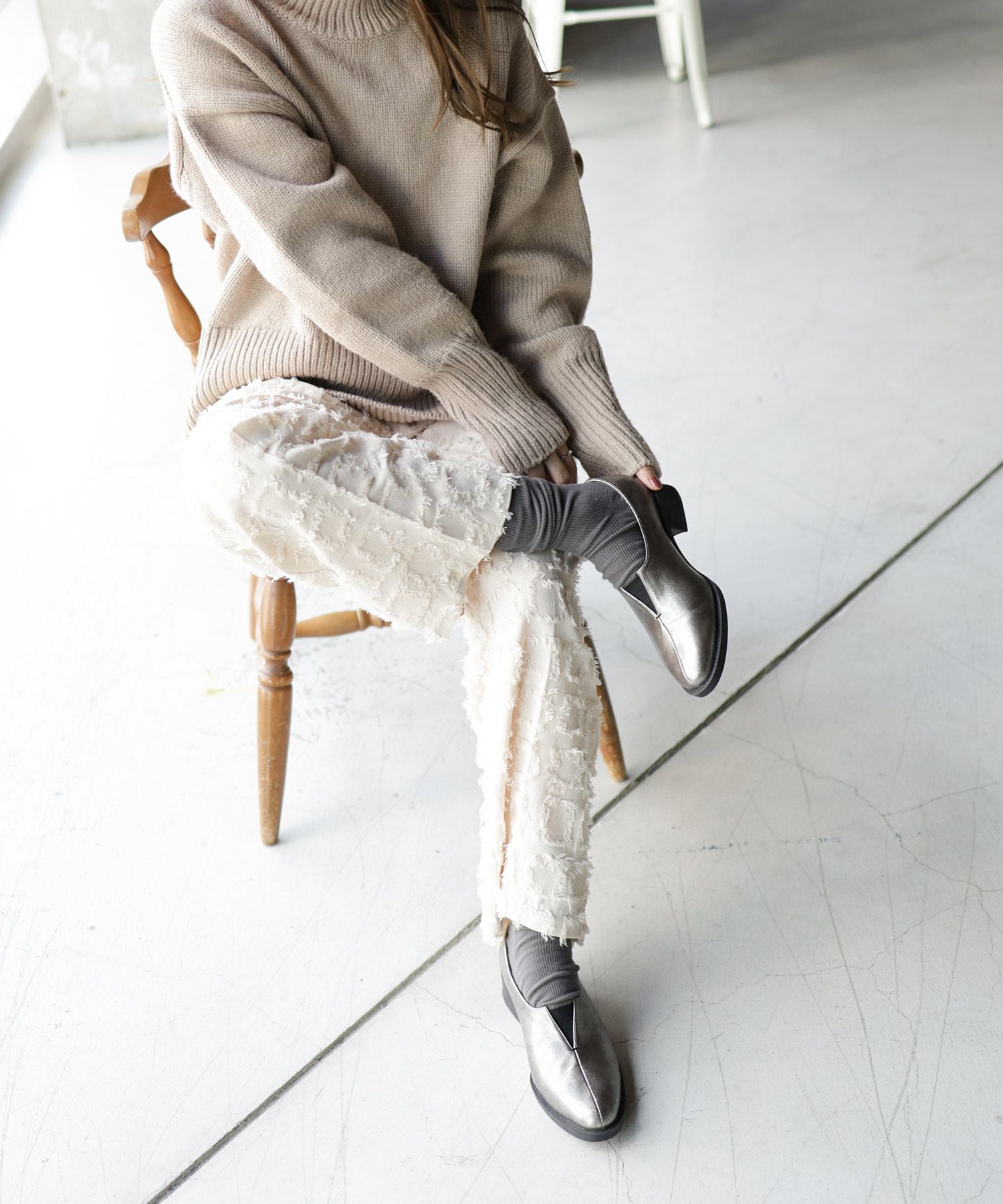 センターカットローファー