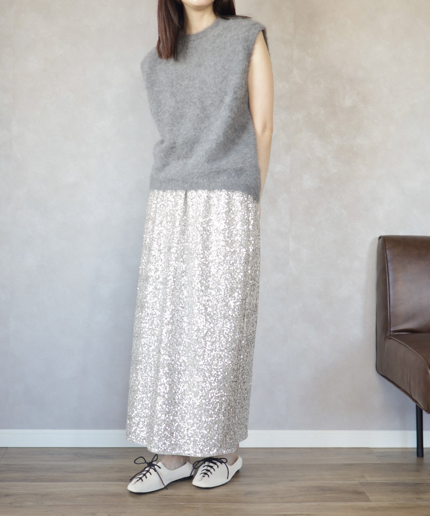 アシメトゥレースアップフラットパンプス▲返品不可