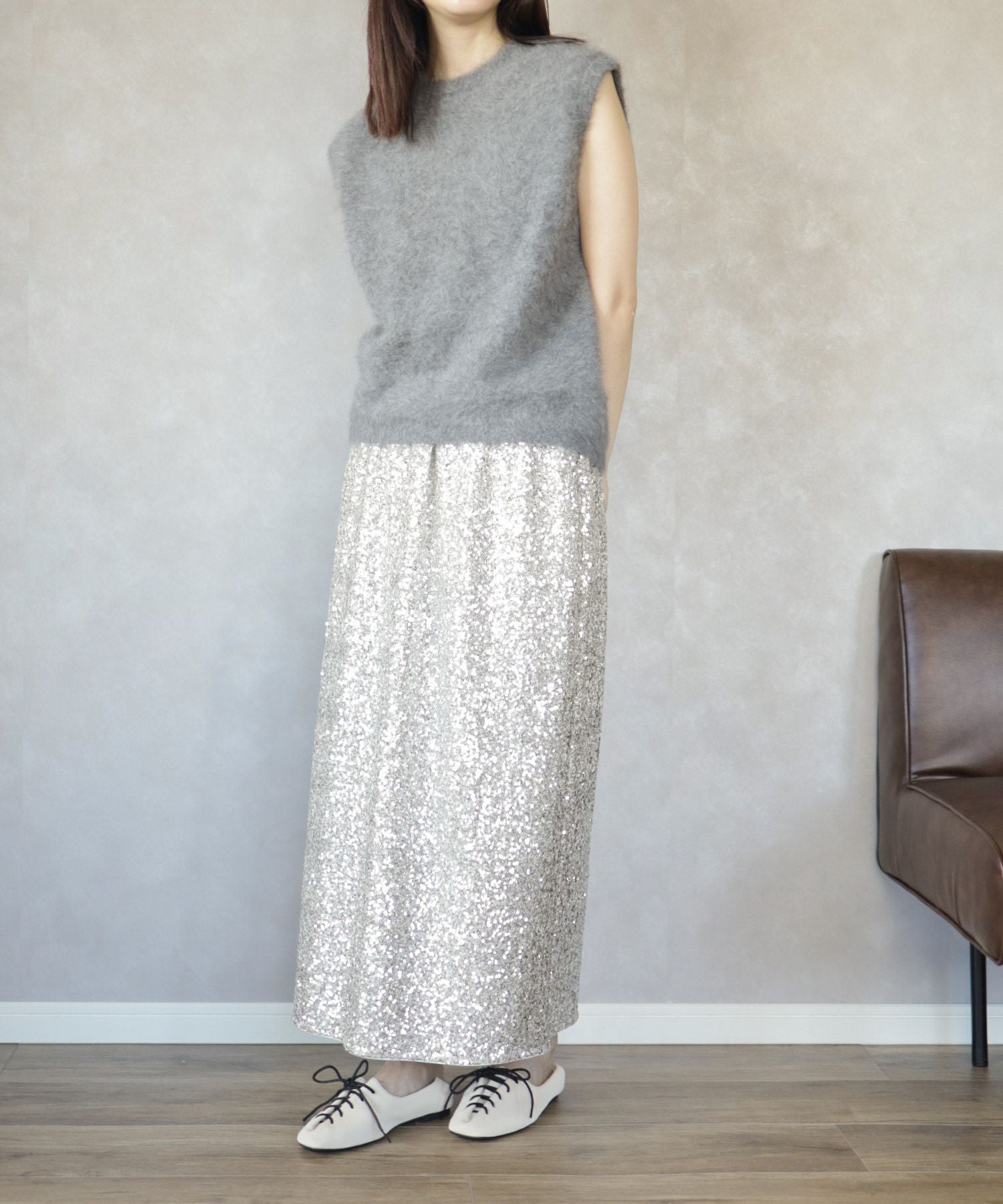 アシメトゥレースアップフラットパンプス▲返品不可