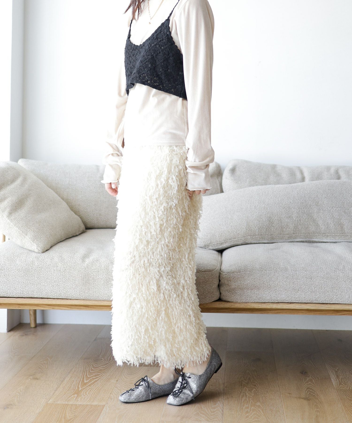 アシメトゥレースアップフラットパンプス▲返品不可