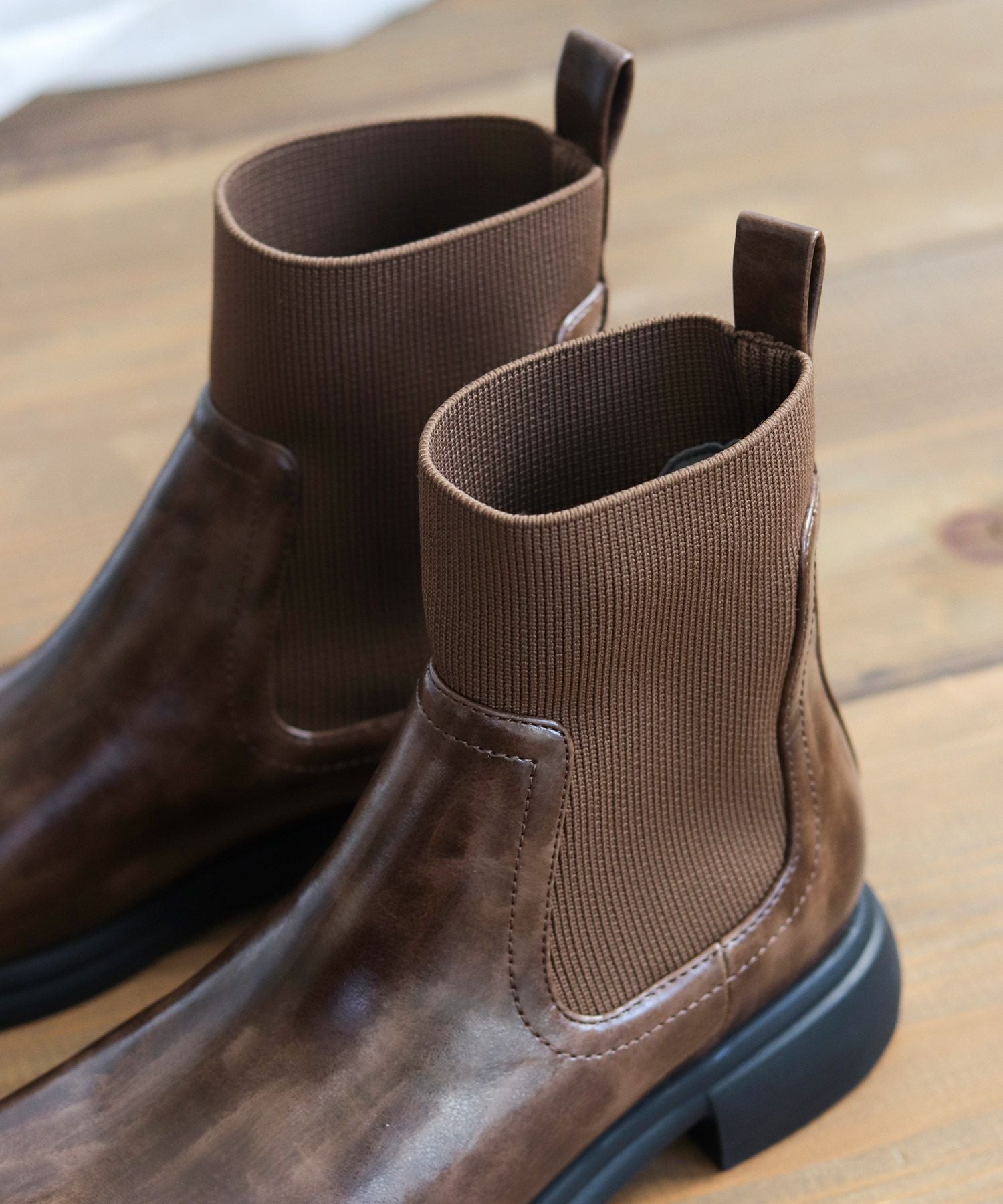 ニットストレッチショートブーツ▲返品不可