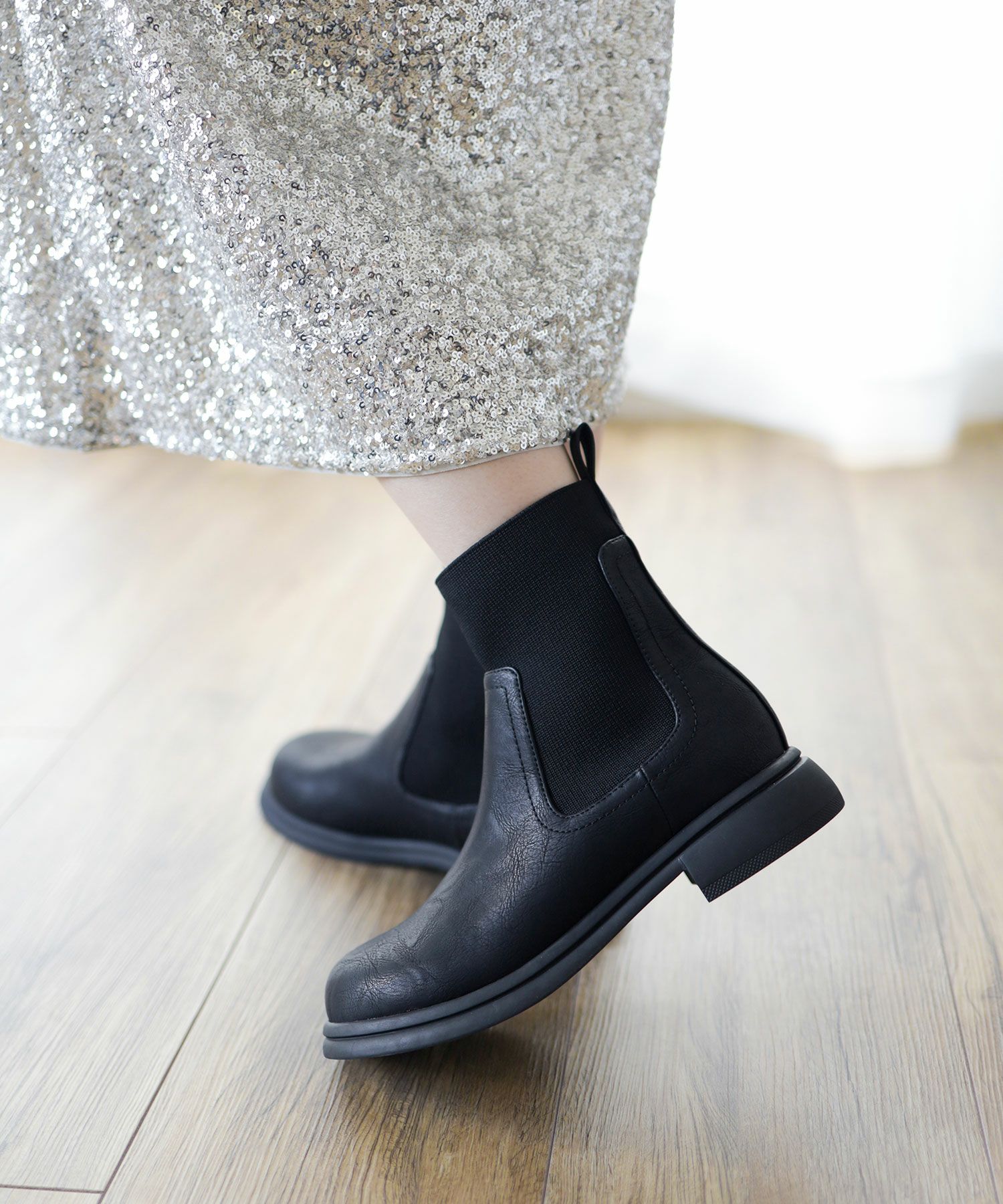 ニットストレッチショートブーツ▲返品不可