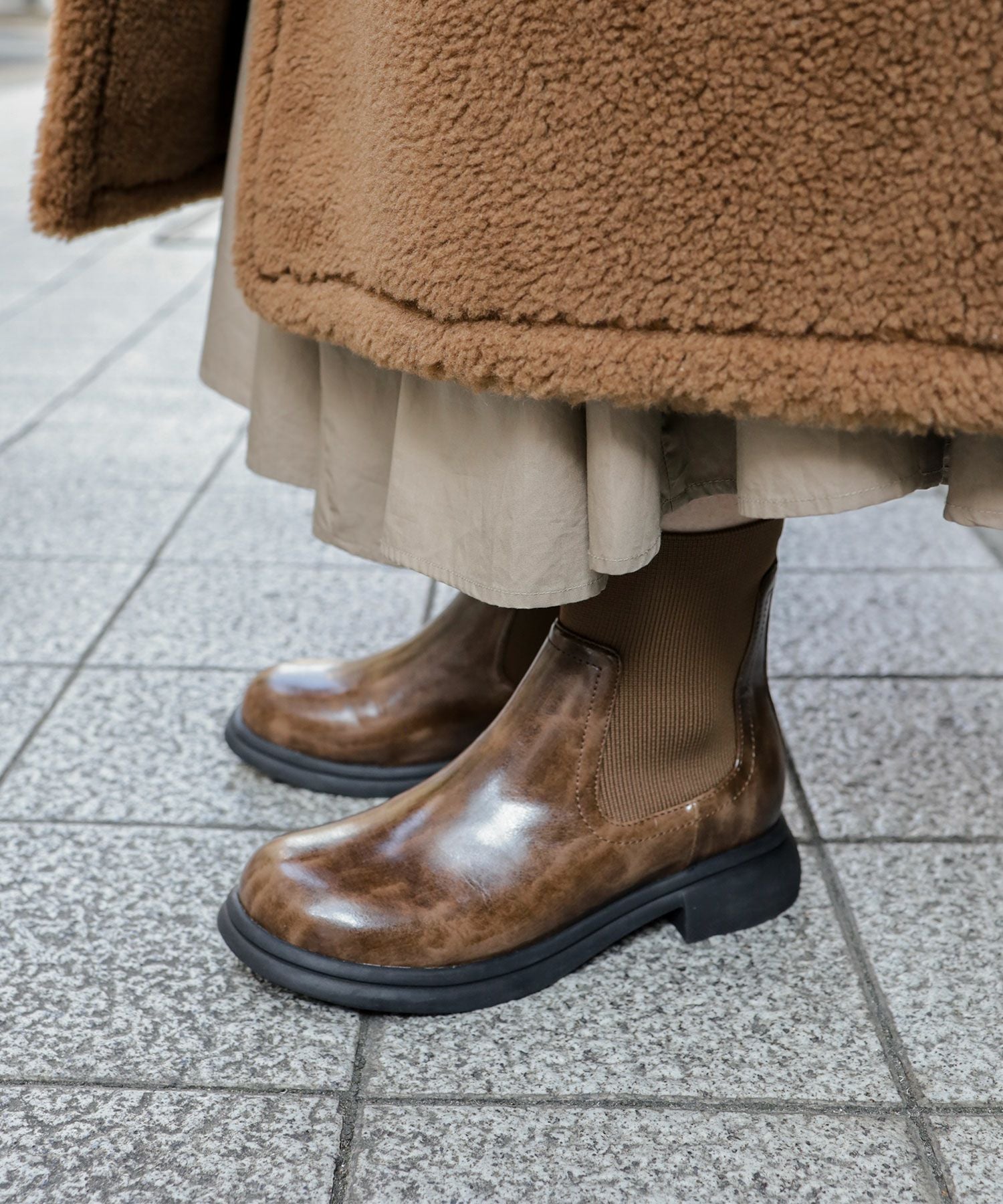 ニットストレッチショートブーツ▲返品不可