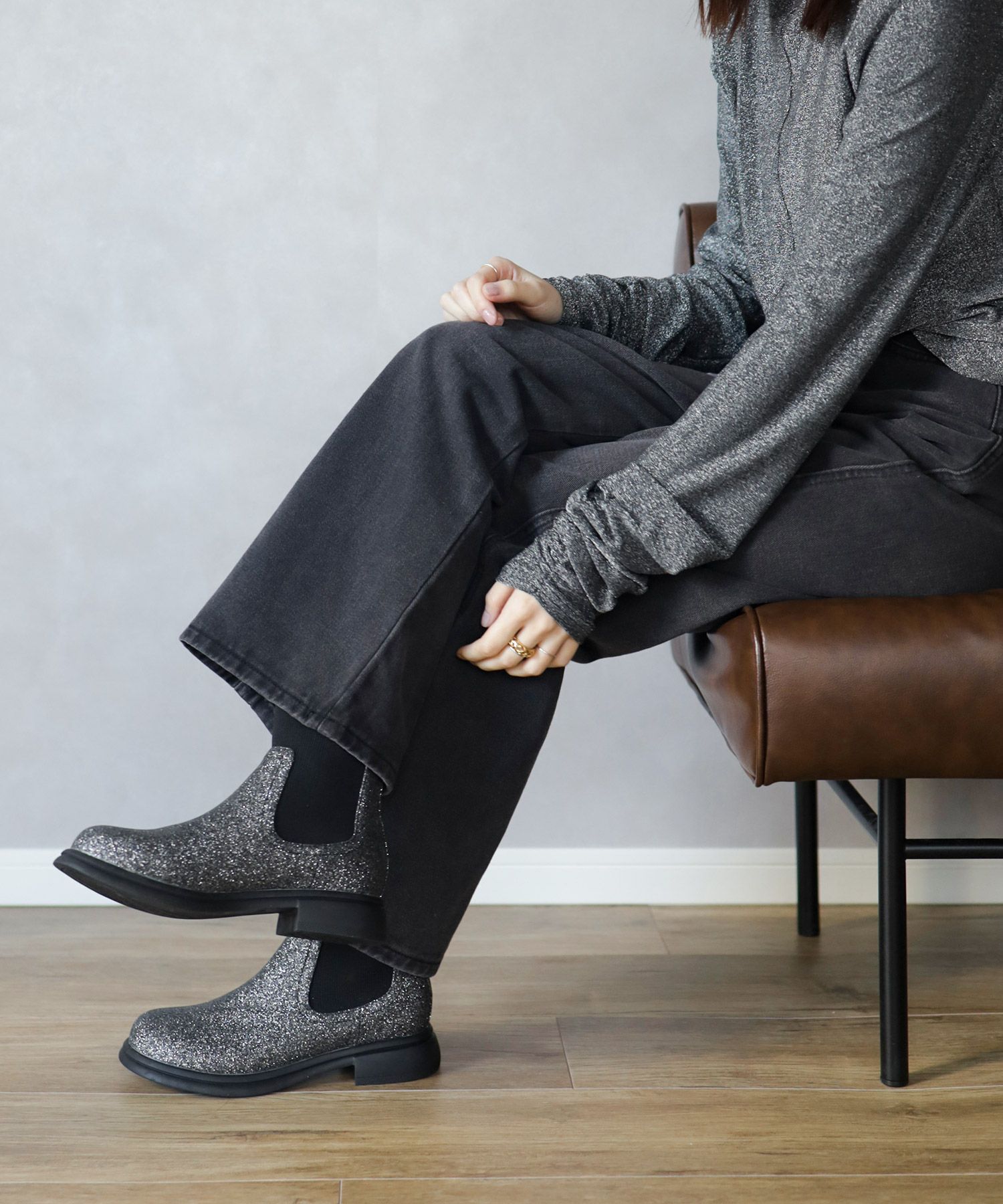 ニットストレッチショートブーツ▲返品不可