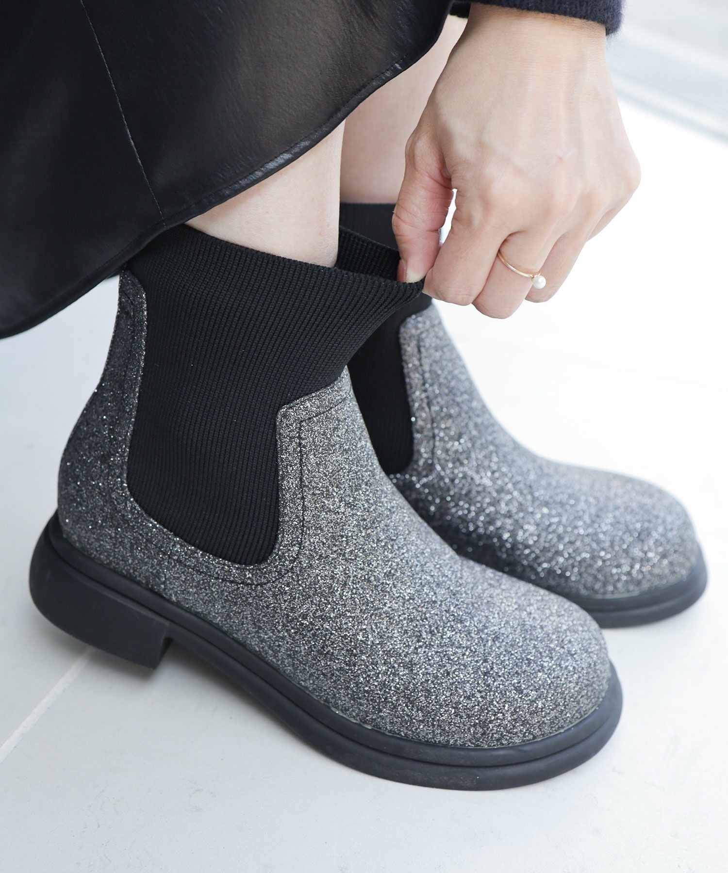 ニットストレッチショートブーツ▲返品不可