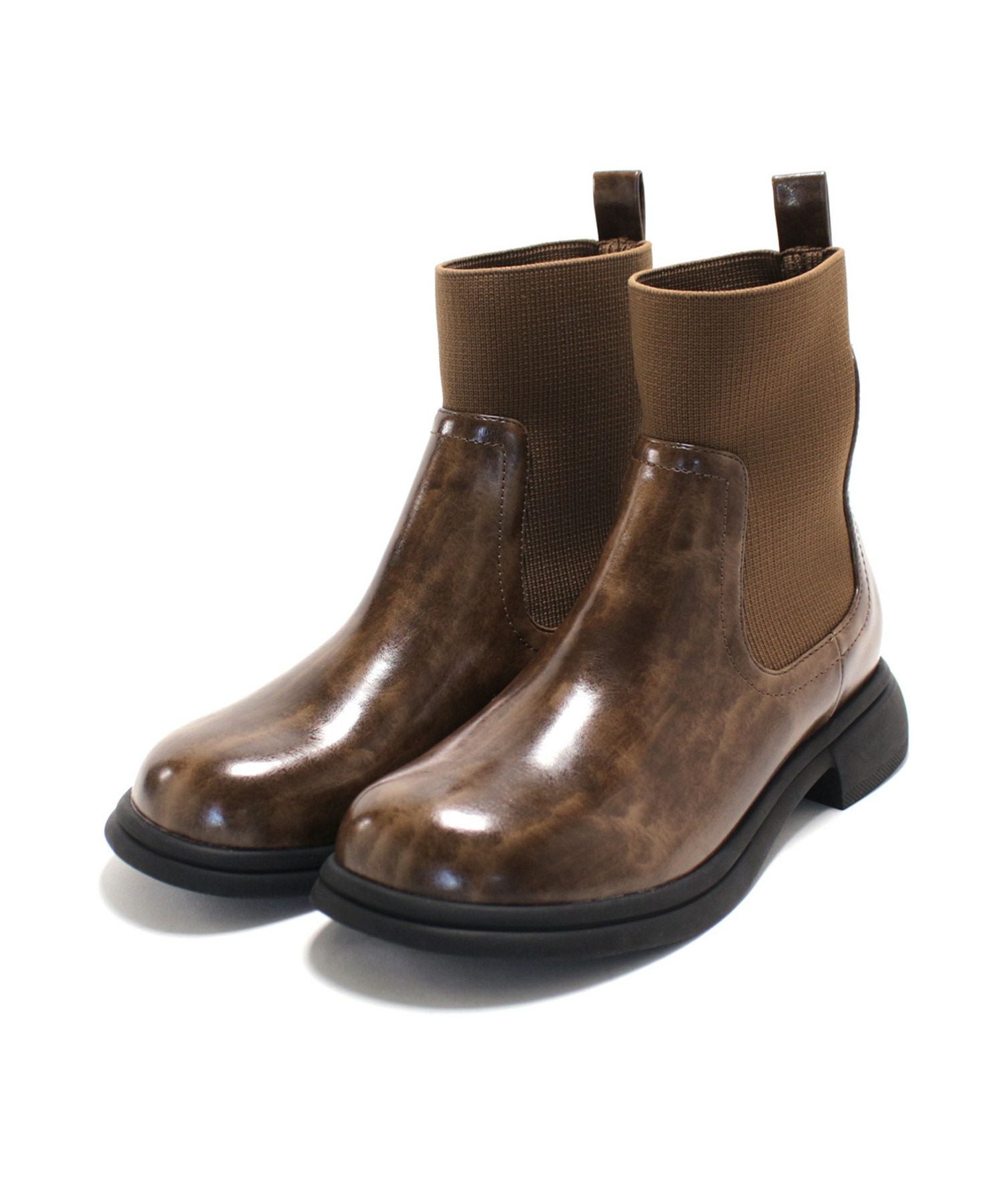 ニットストレッチショートブーツ▲返品不可