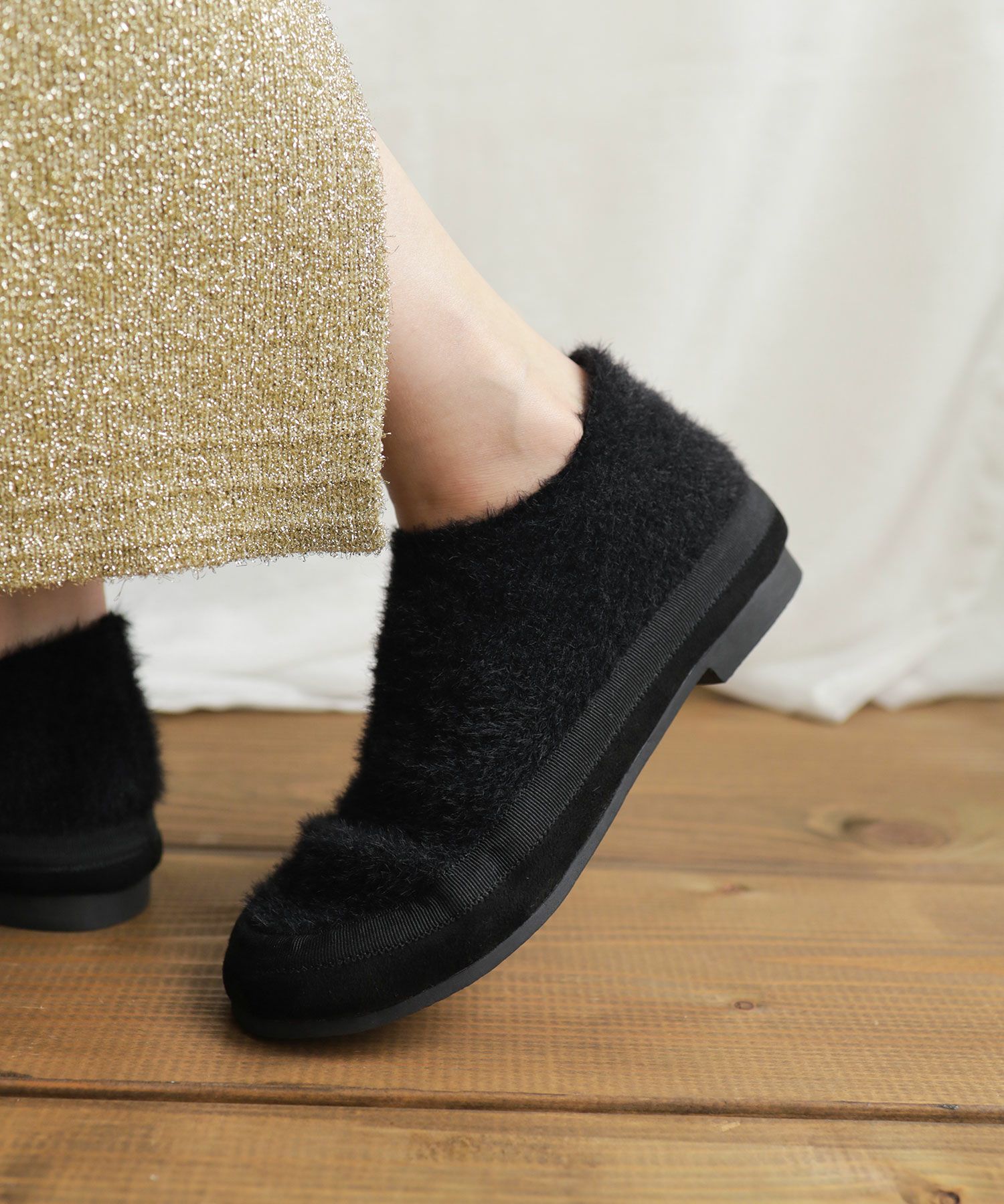 軽量あったかシャギーニットスリッポン Newカラー▲返品不可