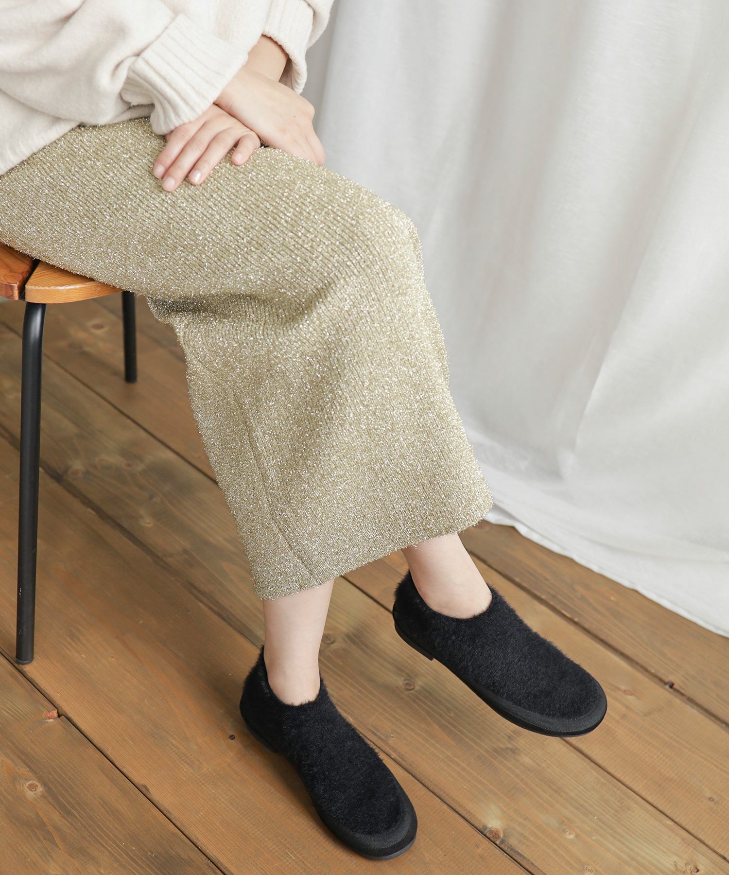 軽量あったかシャギーニットスリッポン Newカラー▲返品不可