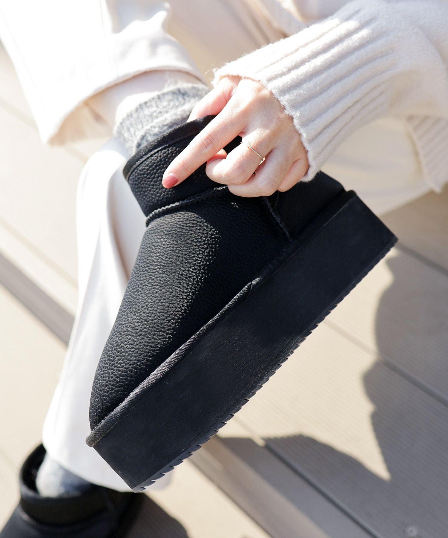 軽量厚底ムートンブーツ▲返品交換不可