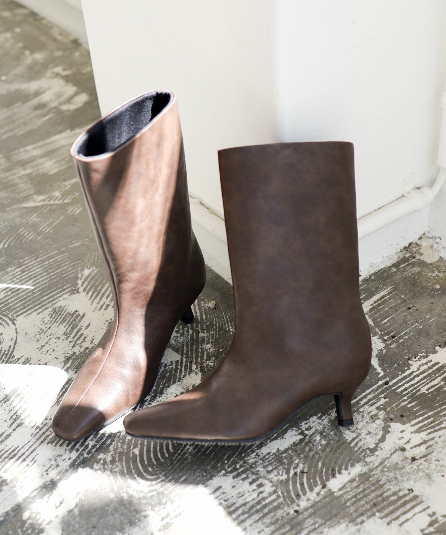 ミッドヒールストレートブーツ Newカラー