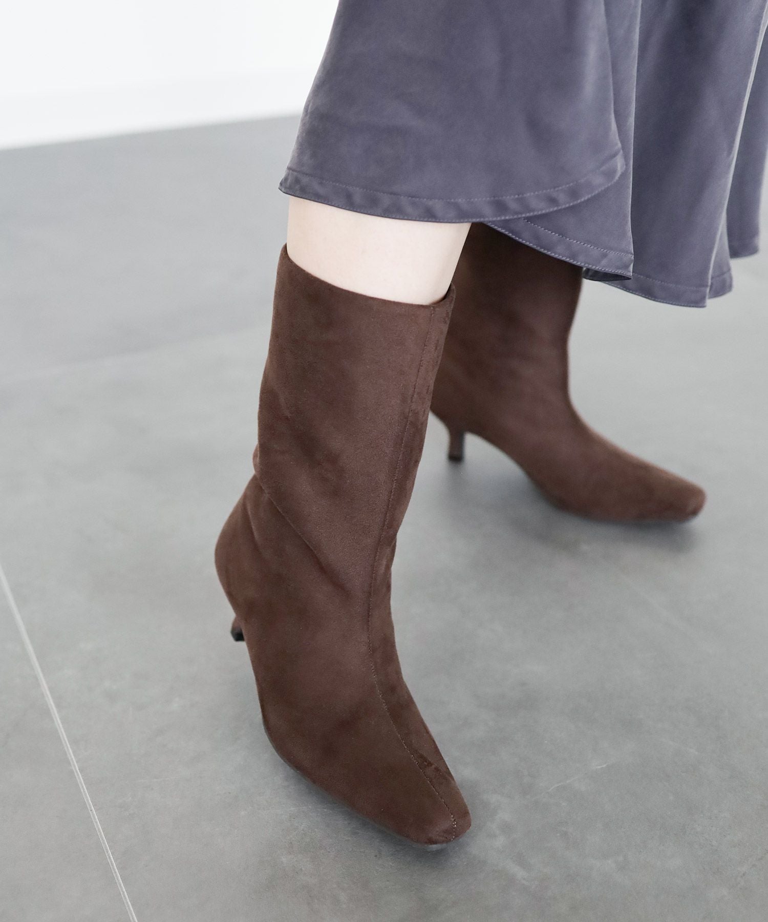 ミッドヒールストレートブーツ Newカラー