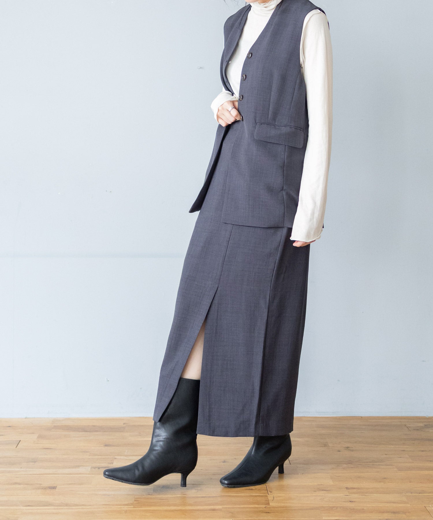 ミッドヒールストレートブーツ Newカラー ▲返品不可