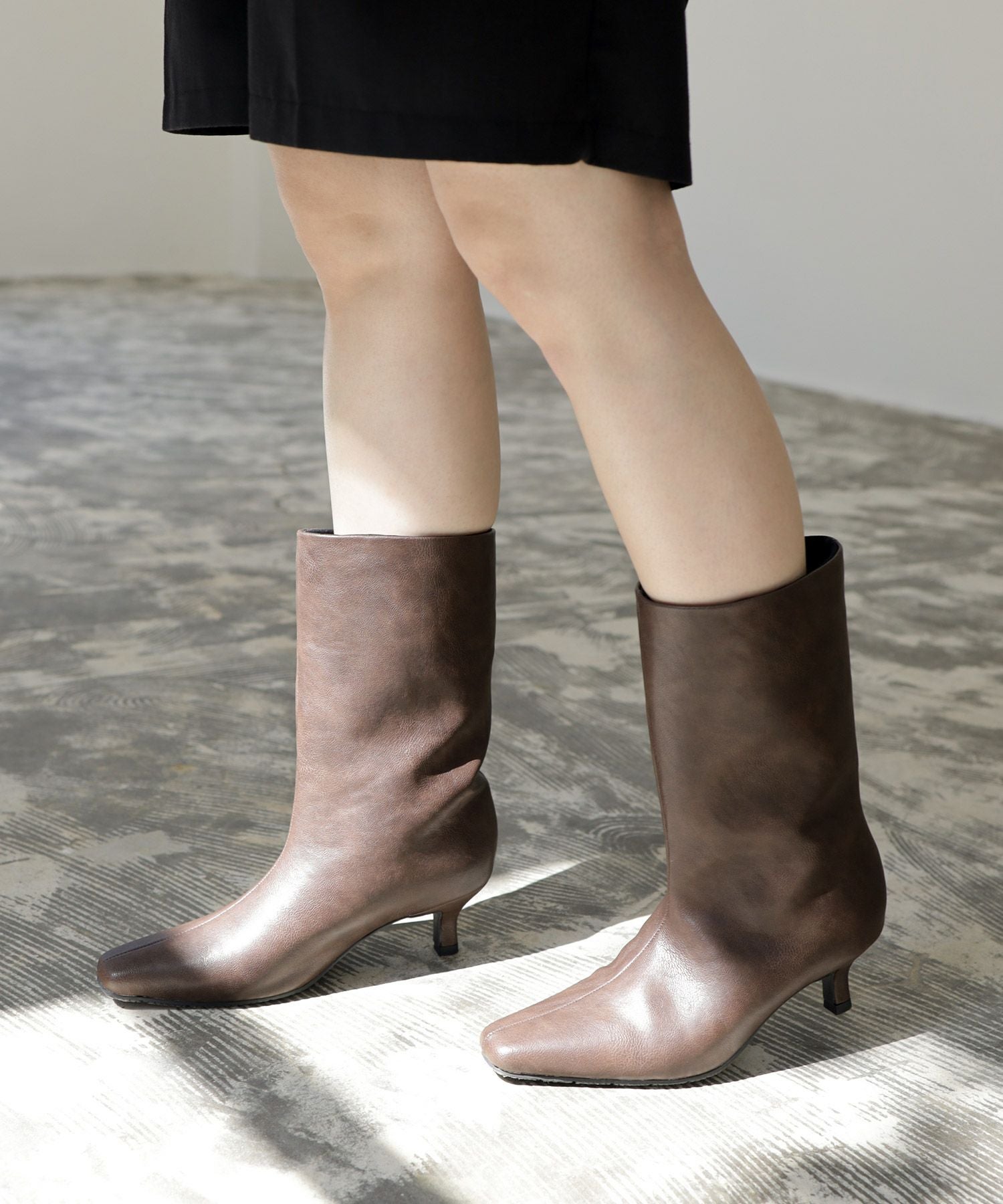 ミッドヒールストレートブーツ Newカラー