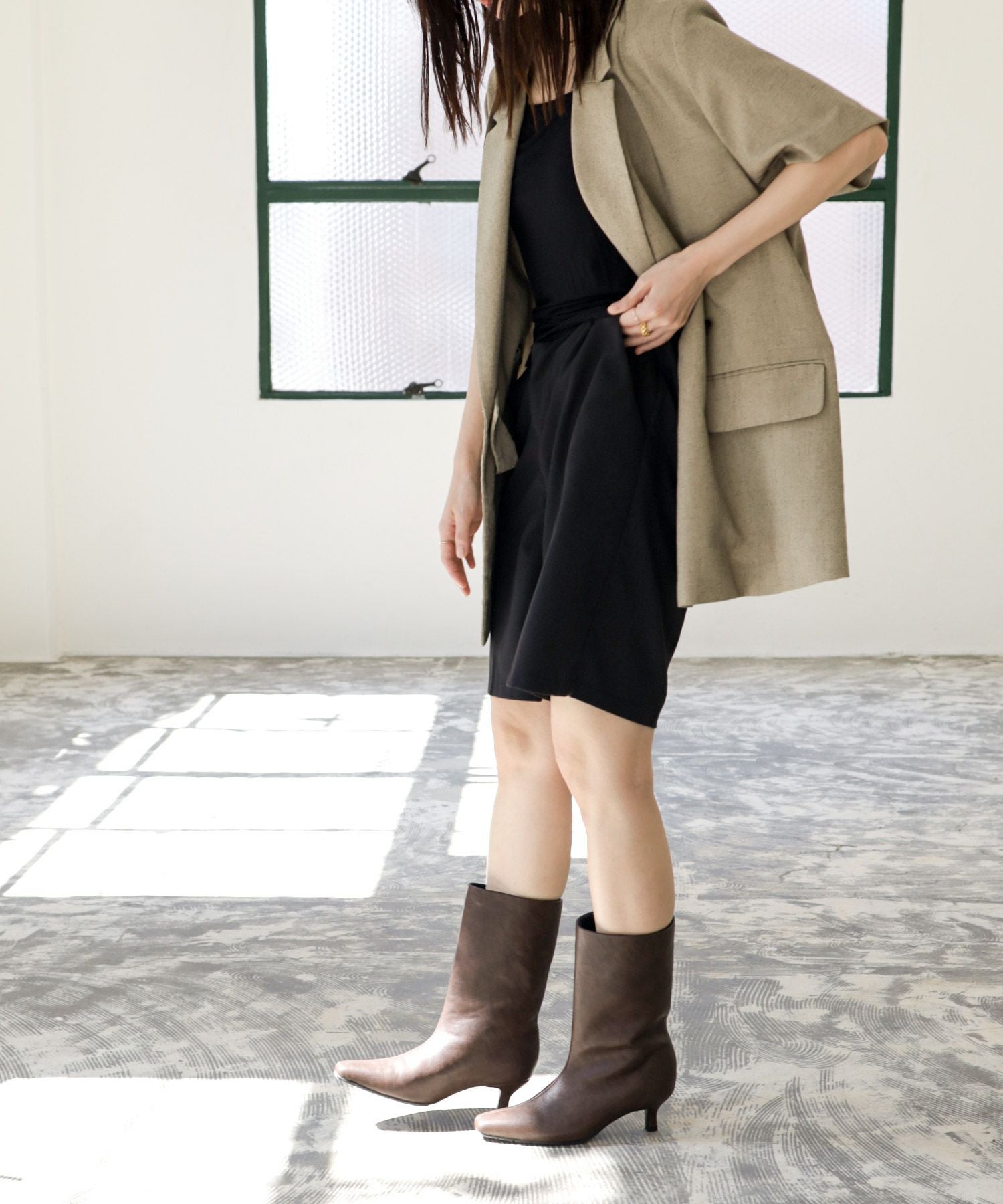 ミッドヒールストレートブーツ Newカラー