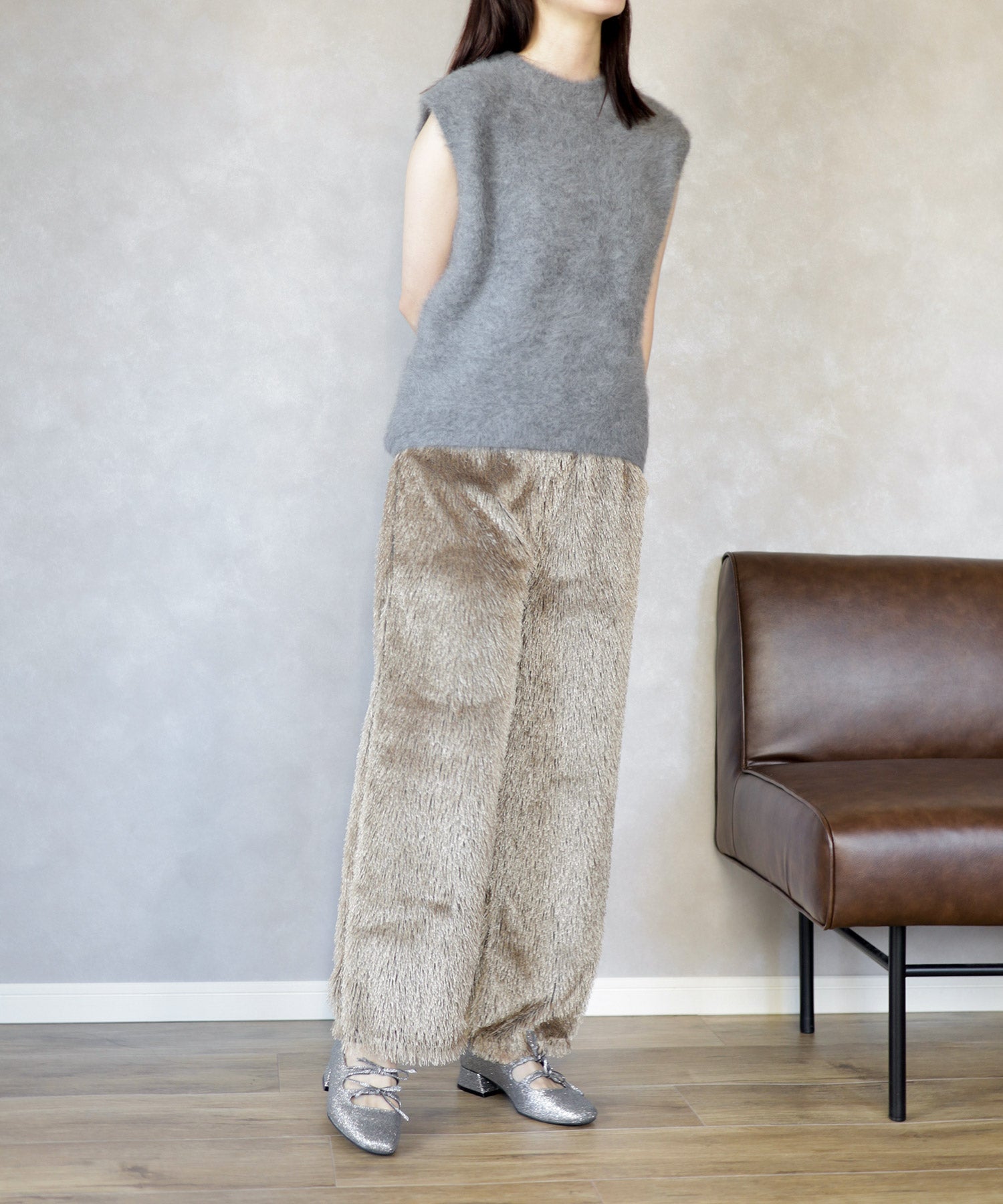 レースアップ風リボンゴムストラップメリージェーンパンプス