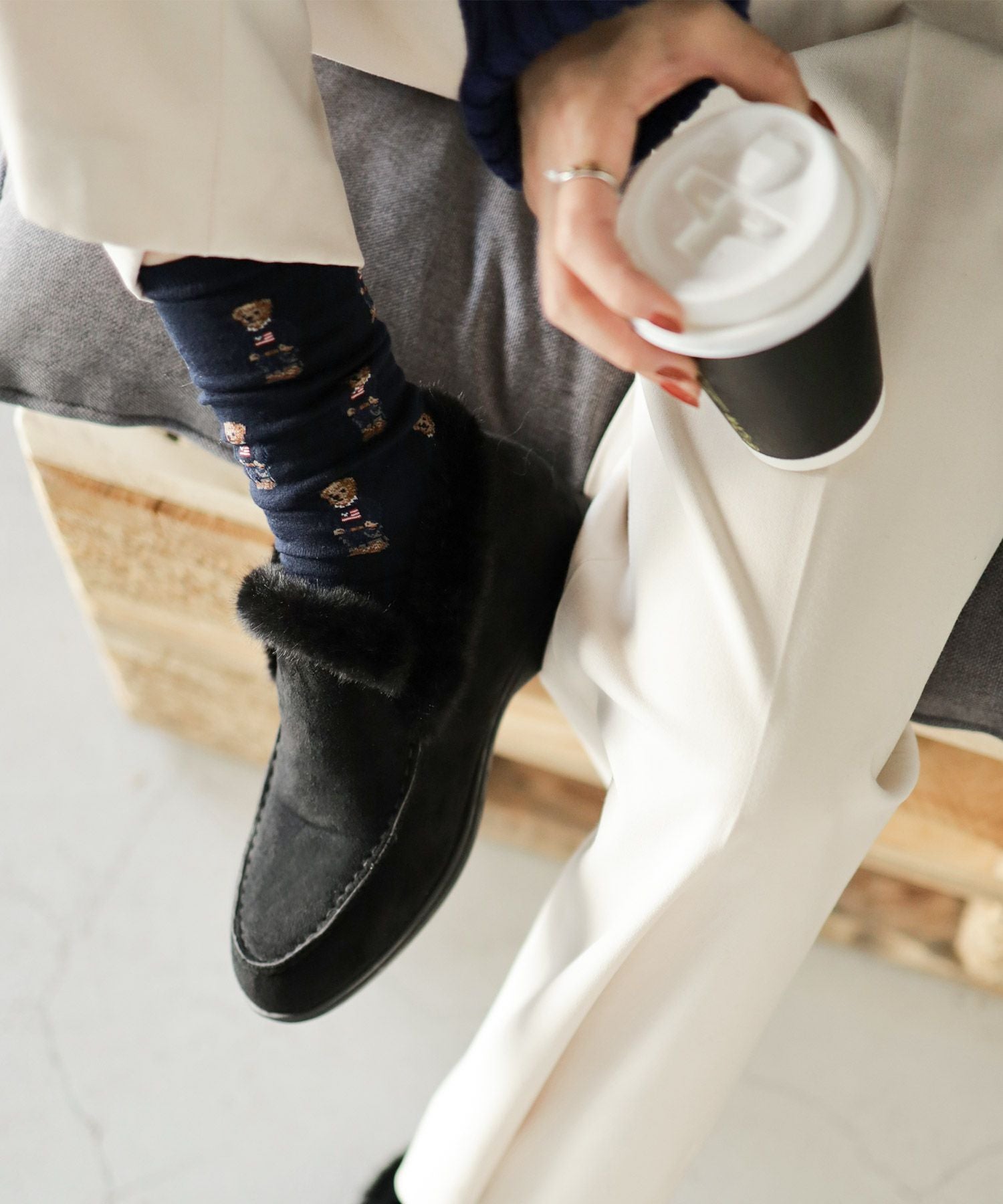 1.2cmシークレットソールあったかボアスリッポンスニーカー▲返品不可