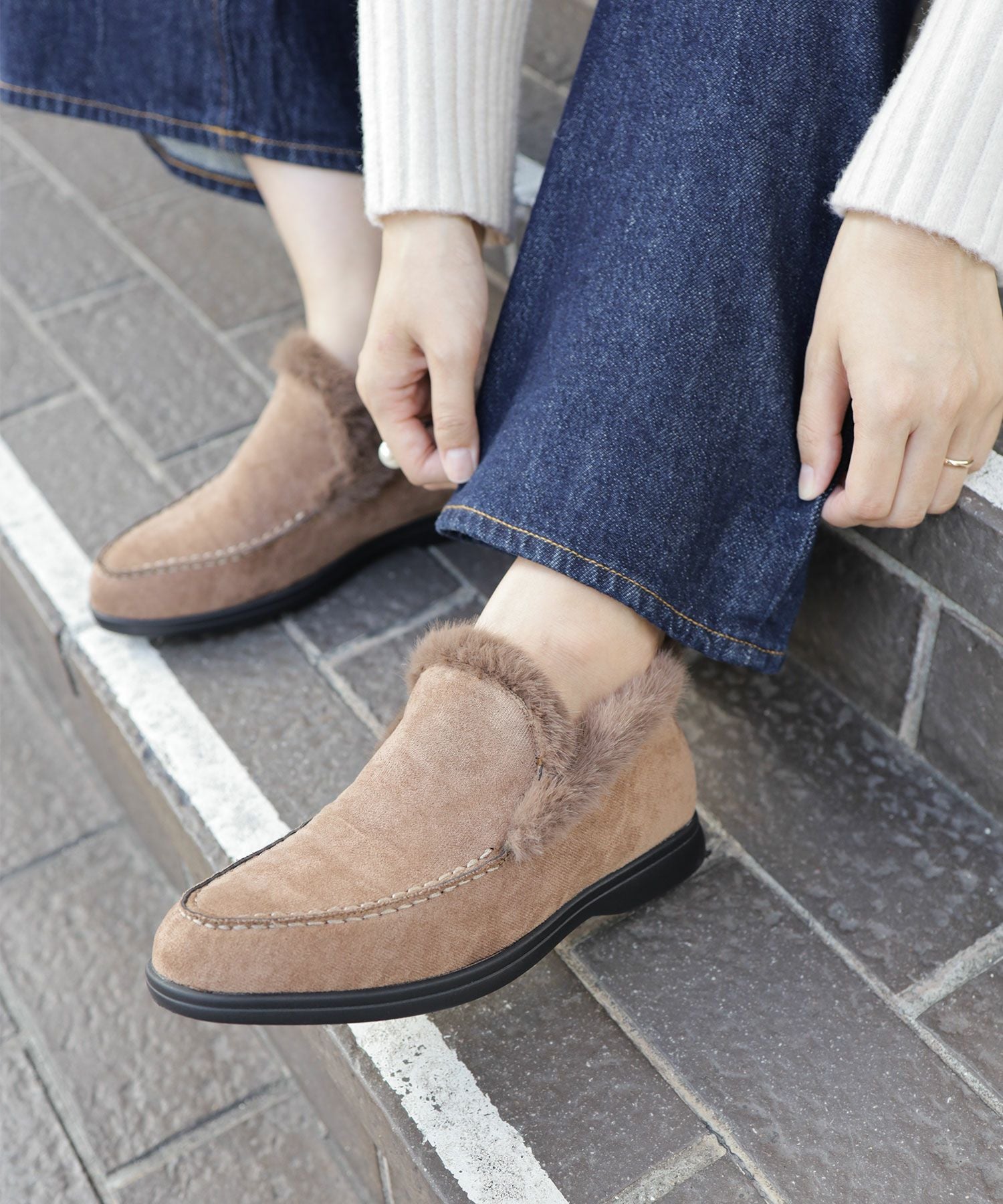 1.2cmシークレットソールあったかボアスリッポンスニーカー▲返品不可