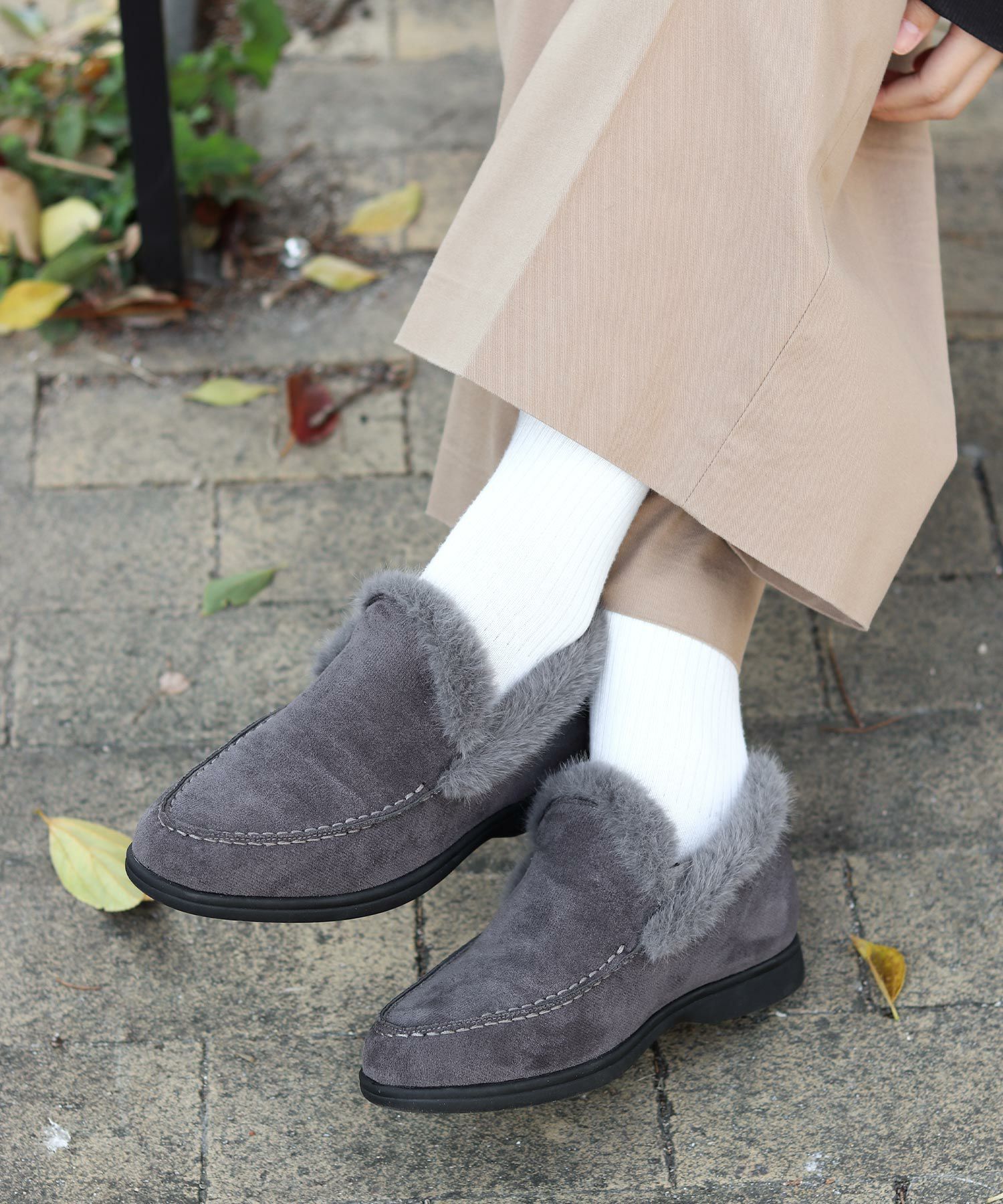 1.2cmシークレットソールあったかボアスリッポンスニーカー▲返品不可