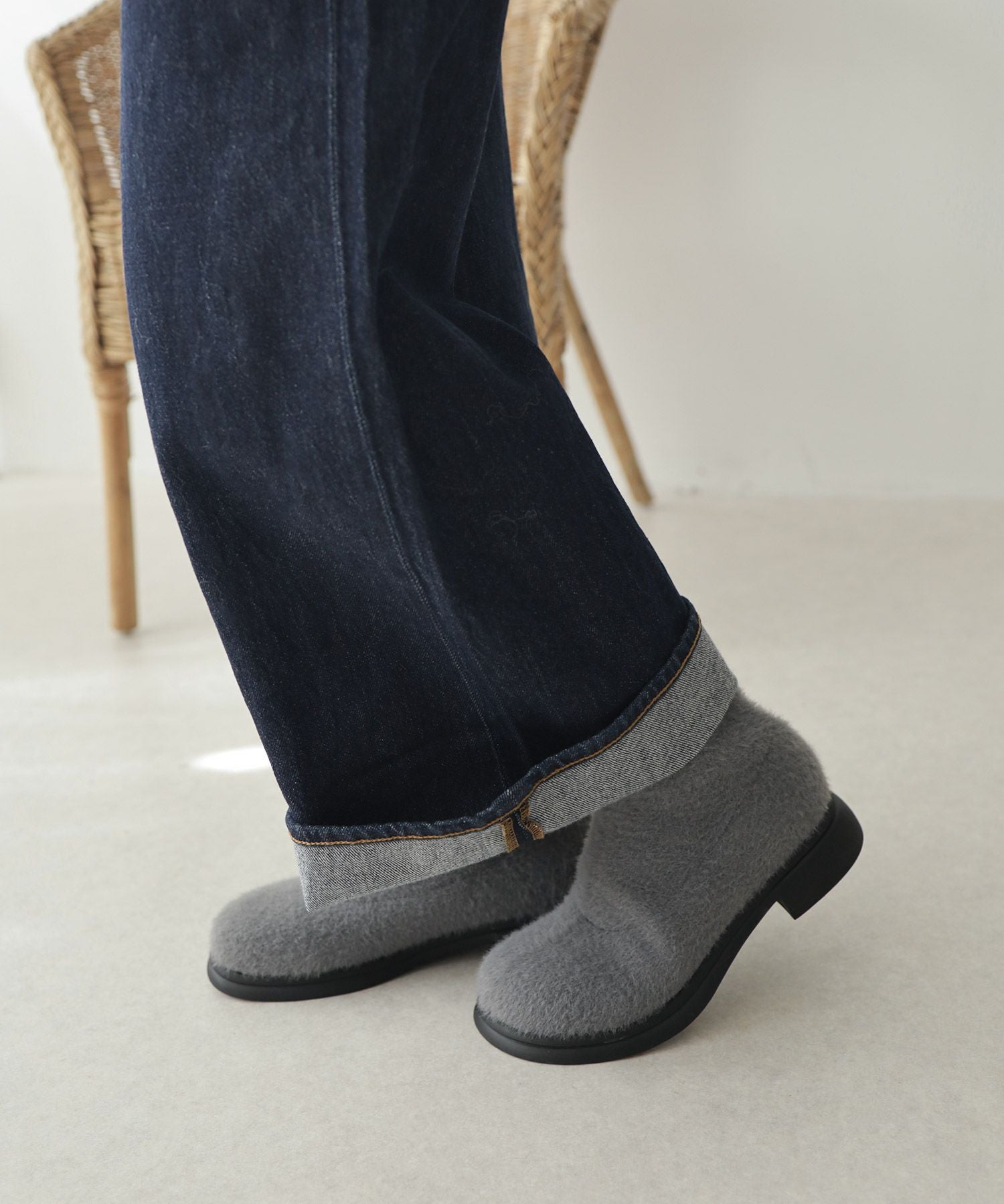 あったかシャギーソックスショートブーツ