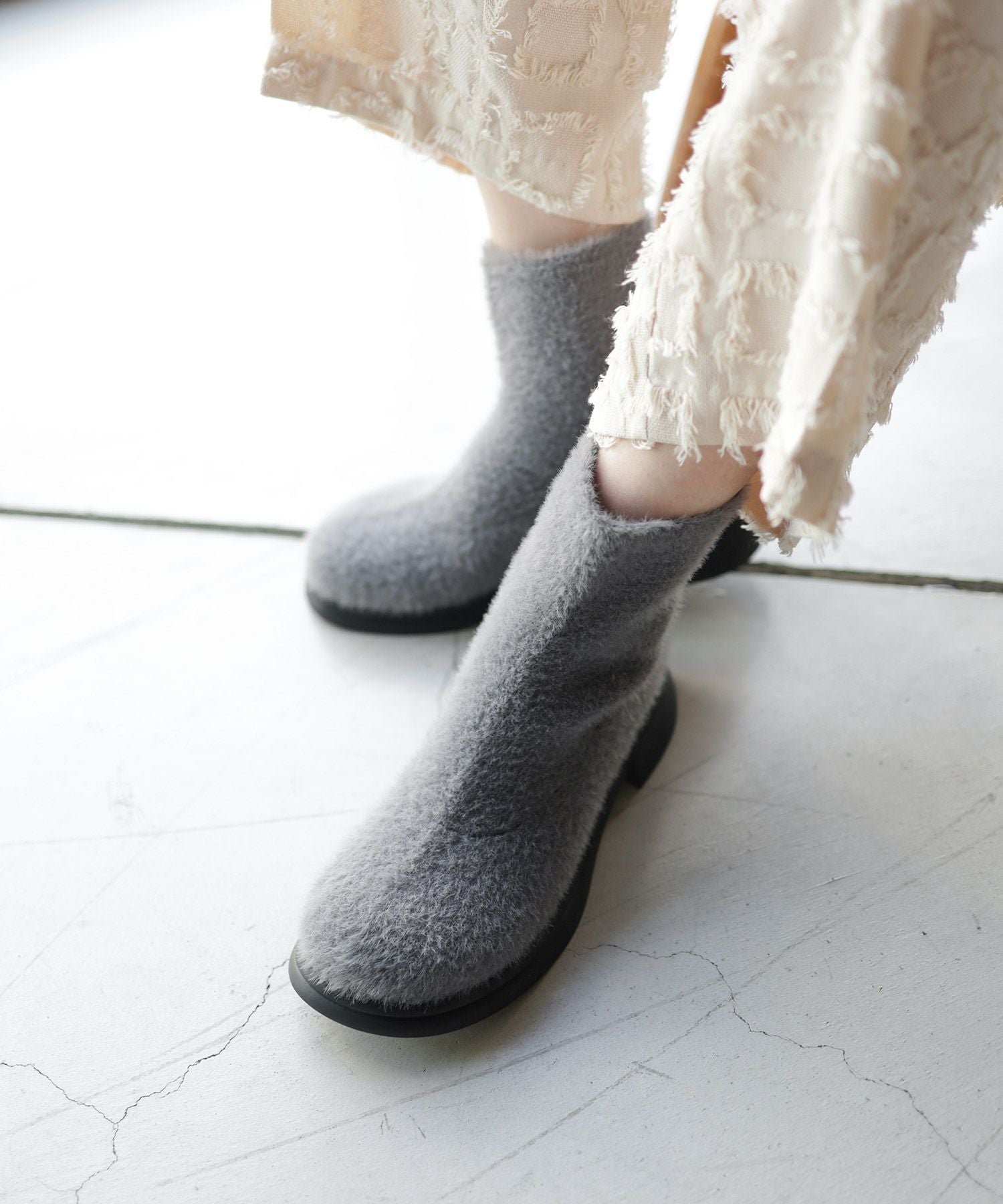 あったかシャギーソックスショートブーツ