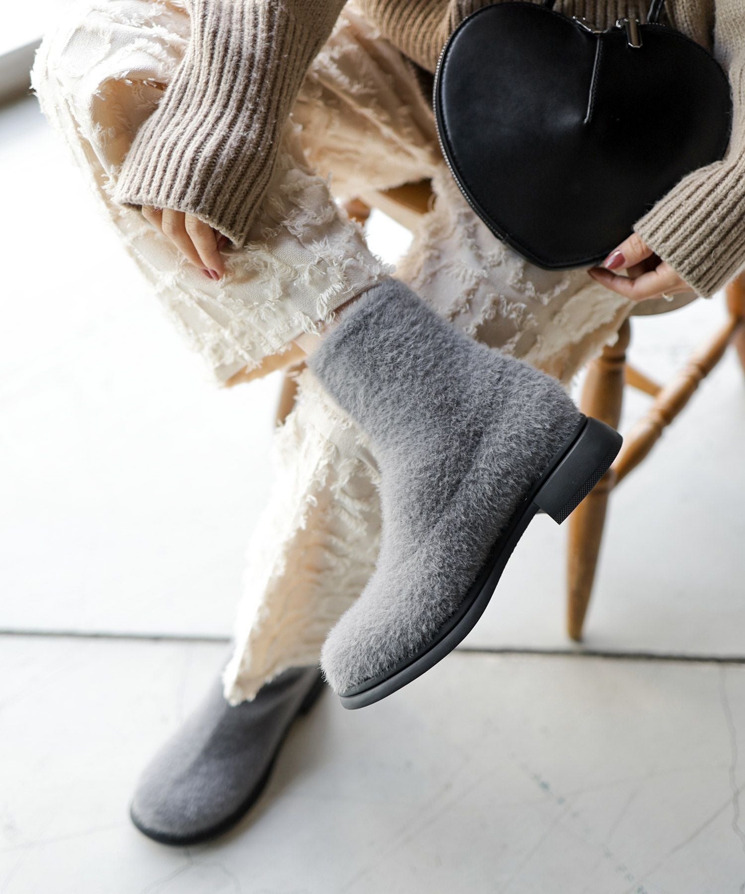 あったかシャギーソックスショートブーツ | SESTO(セスト)|レディース
